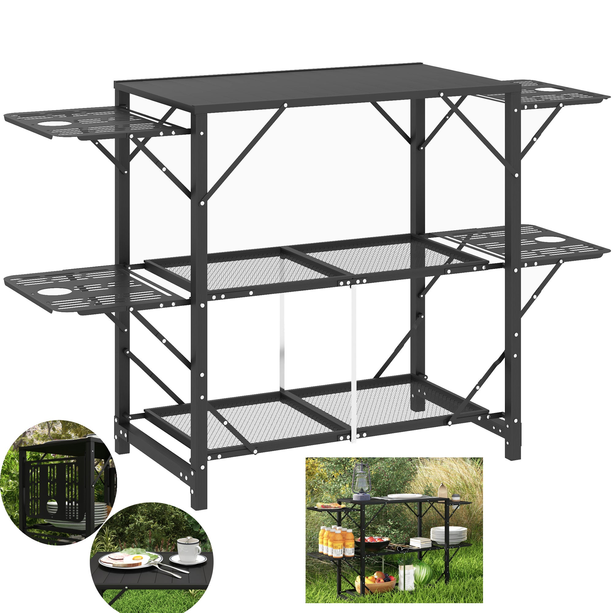 Table De Camping Pliable GOLDFAN - Table De Jardin/Pique-nique Portable Avec Sac - 88.5x58x43 Cm, Jaune