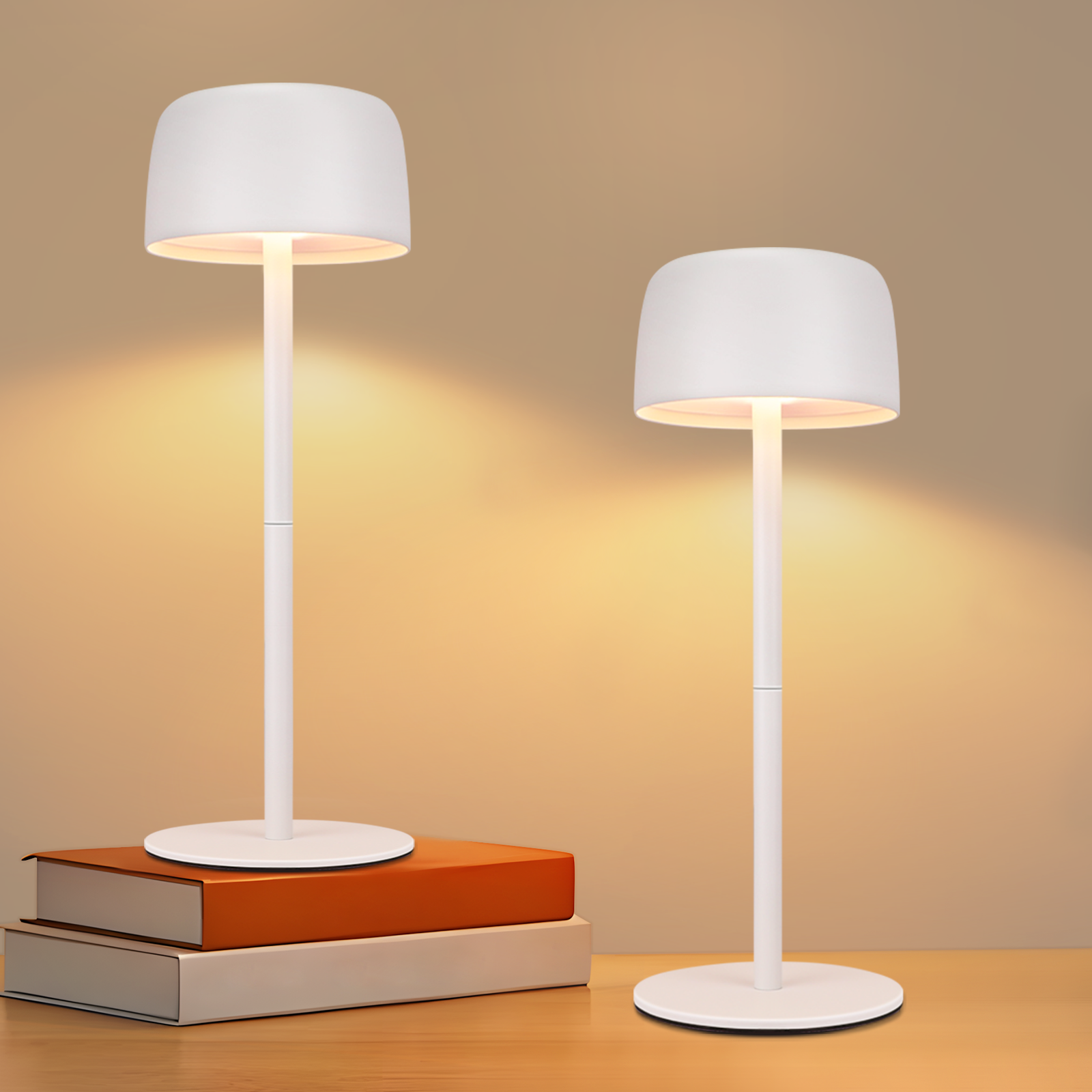 ZMH Lamp stołowych LED zestaw 2 bezprzewodowych ściemnialnych, z 3 temperaturami barwowymi i regulowaną wysokością
