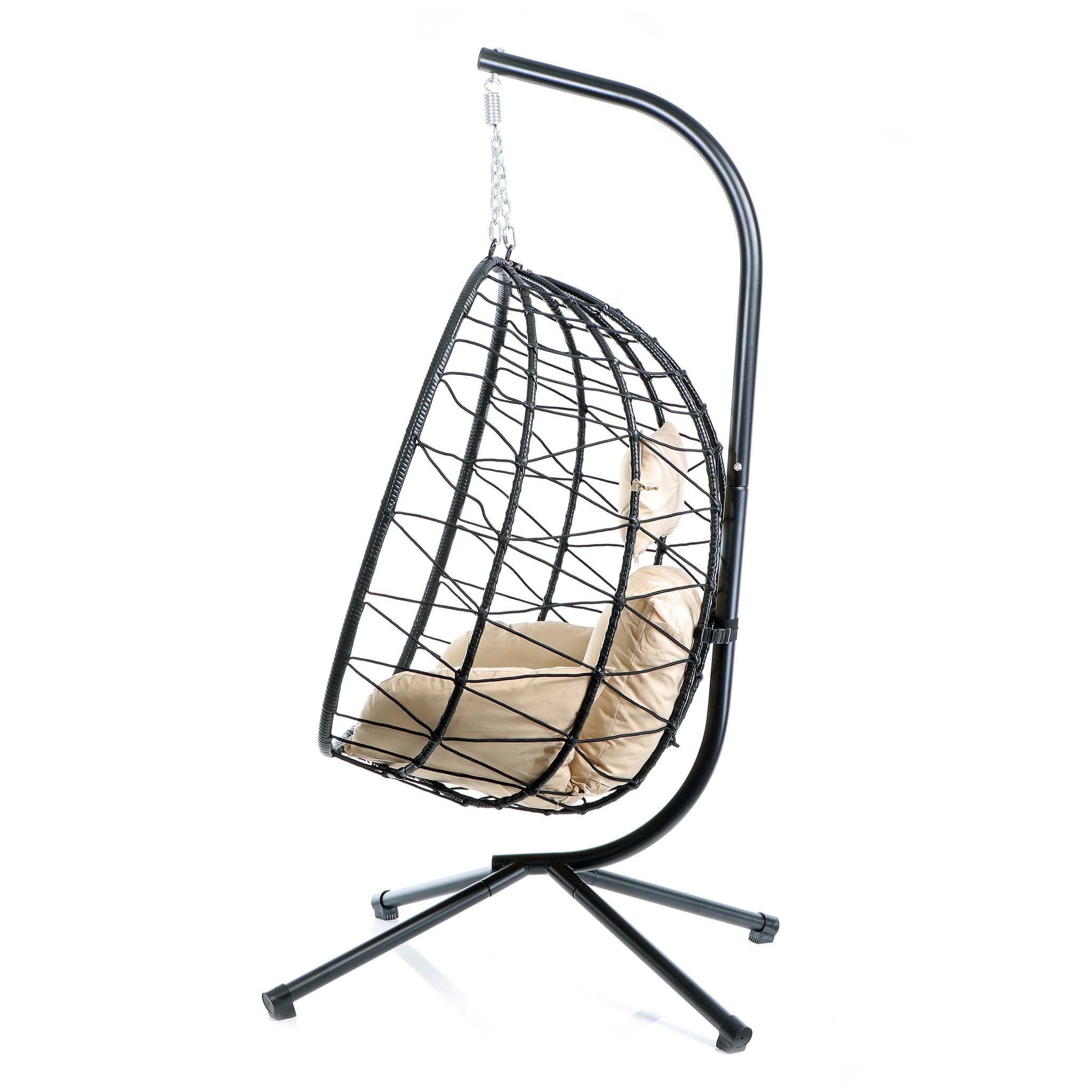 Fauteuil suspendu – 950 x 980 x 1980 mm – Capacité de charge max. 130 kg – OEuf Panier Chaise avec Support et coussin d’assise – Mobilier… Wiltec - 8