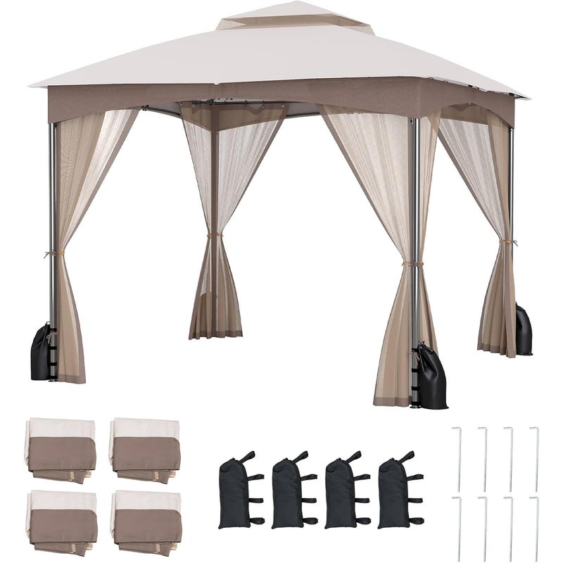 Altana Ogrodowa Zewnętrzna 3x3 m, Altana 3x3 m z Moskitierą, Namiot Imprezowy, Namiot Bankietowy, Metalowa Rama, Worki z Piaskiem, na Patio, Taras