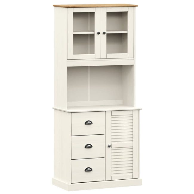 Credenza HAMAR Bianca 90x40x80 cm in Legno Massello di Pino 340429 Credenza HAMAR Bianca 90x40x80 cm in Legno Massello di Pino 340429