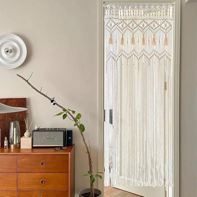 Rideaux en macramé, décoration murale bohème, rideaux de chambre bohème, pour salon moderne, porte et fenêtre, décoration de mariage 135 × 200 cm - 4