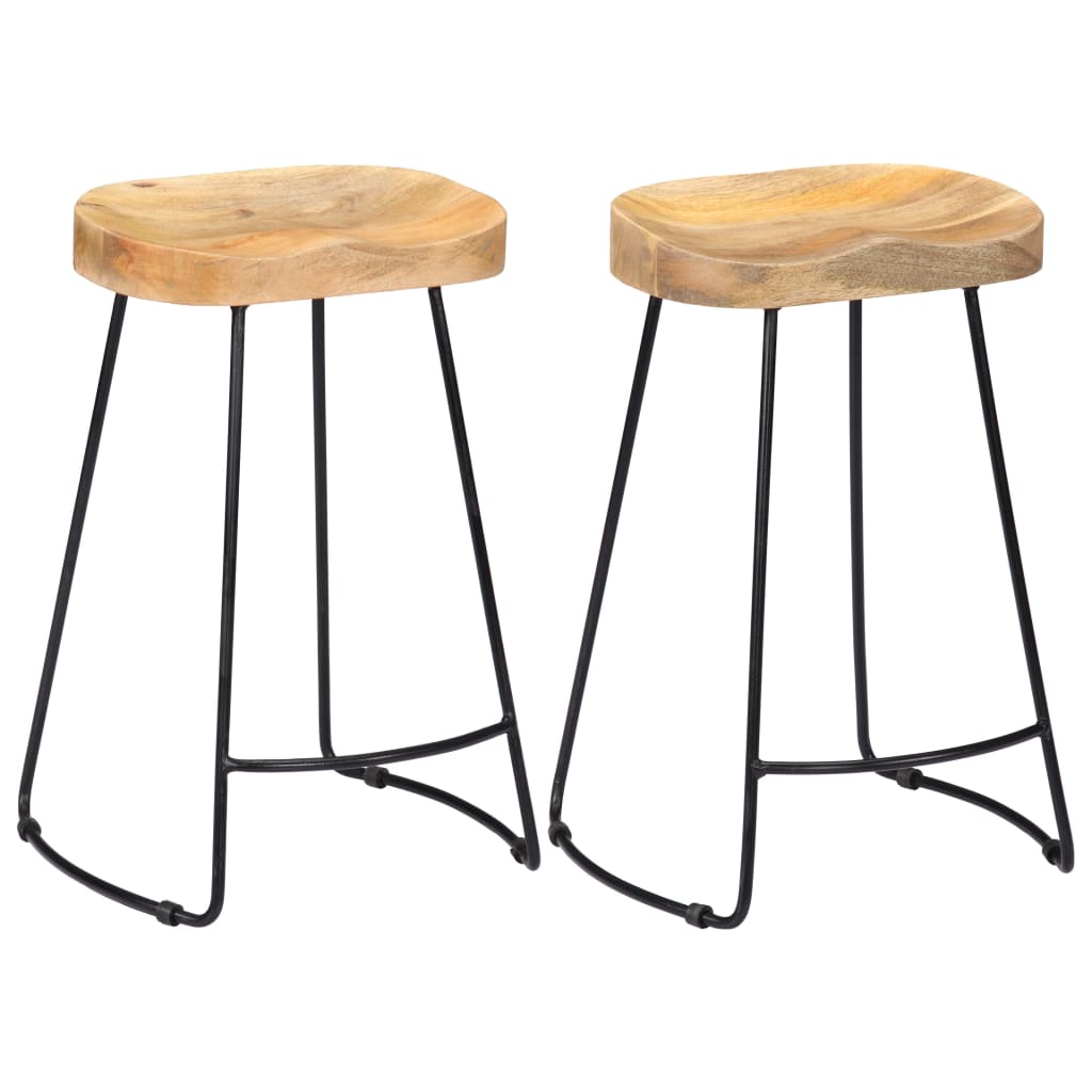 Pack 2 uds taburetes de bar | taburete de cocina | taburete alto gavin madera maciza de mango cfw49813