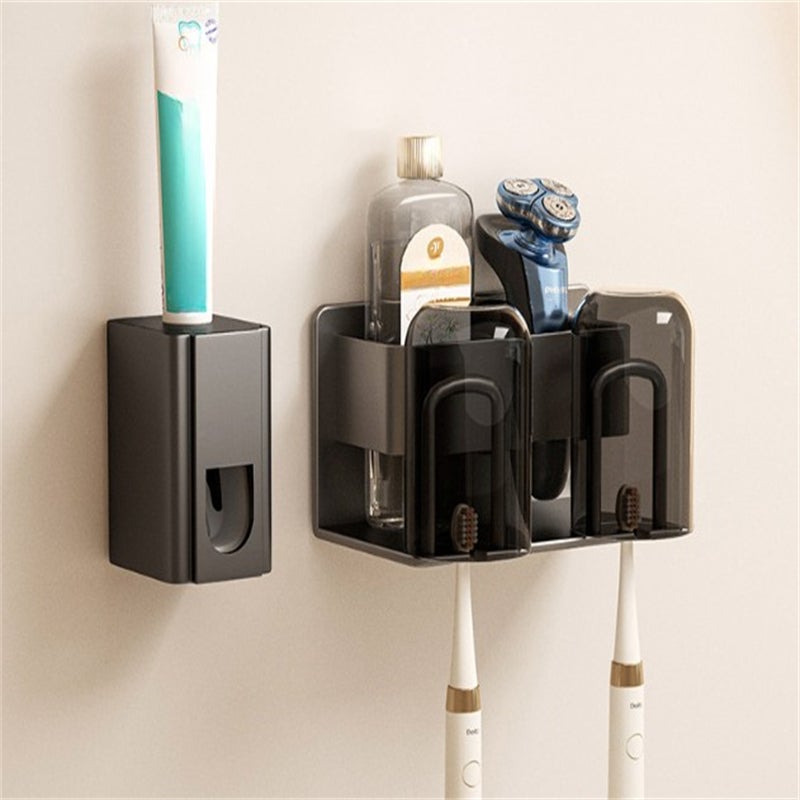 Distributeur Dentifrice Automatique Murale Avec Porte-Brosses - 2 Emplacements - Adhésif Puissant