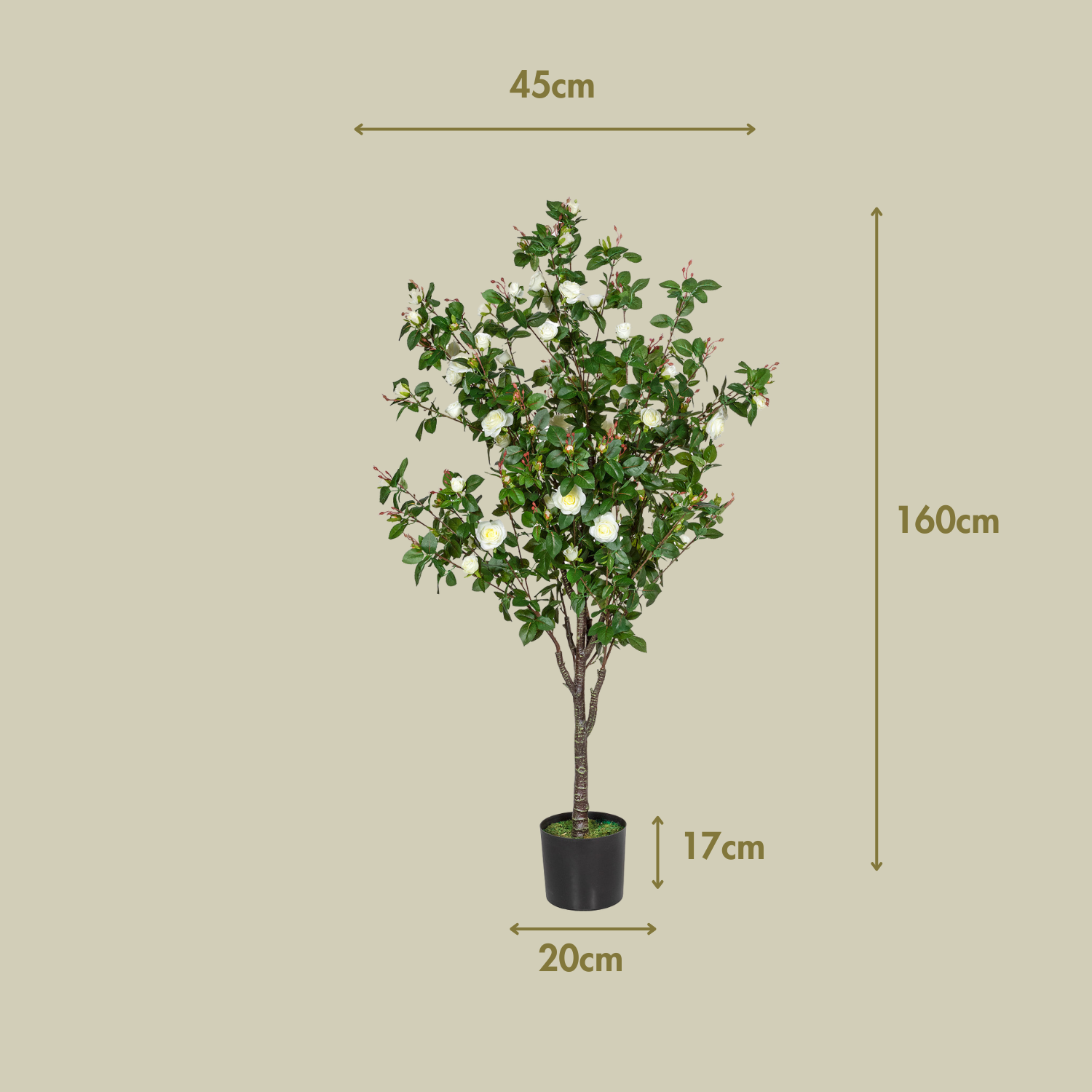 Plante artificielle Rosal Verde y blanco 160 cm | Naturing Monde - Pour intérieur - En pot de 19 cm - 3