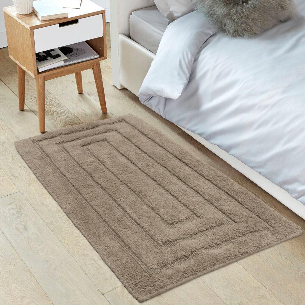 Tapete De Banho Em Algodão Puro 50x110 cm Elegante Luxuoso Macio Tapete De Cabeceira Antiderrapante Castanho - 2