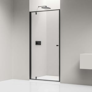 BERNSTEIN - Paroi de douche en niche 90x195cm , profil Noir mat, en verre 6mm, Cabine de douche encastrée 1 Porte battante - NT604 FLEX