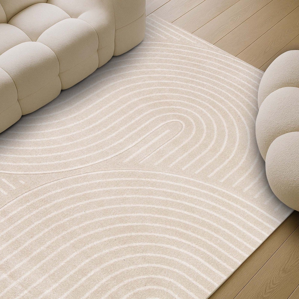 Tappeto morbido a rilievo geometrico astratto beige 160x230 - 7