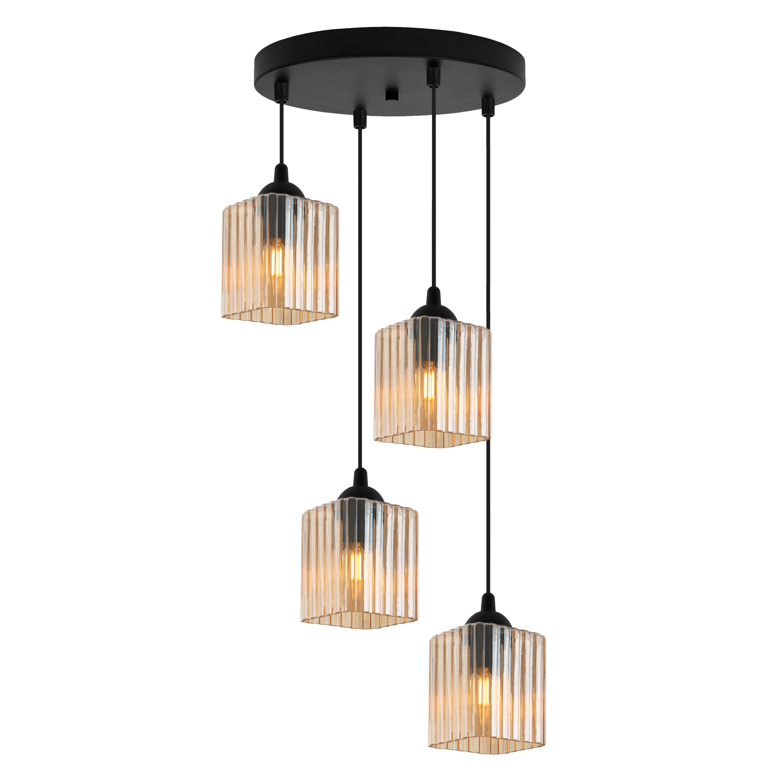 Lampa sufitowa wisząca okrągła Riffle loft 4xE27 klosz sześcian miodowy Light Home LH