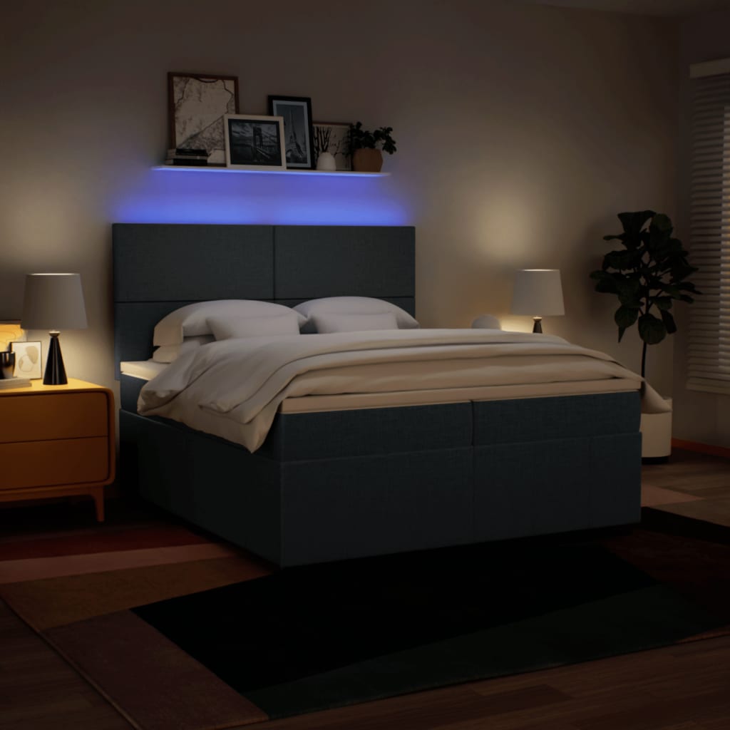 Maison Exclusive - Sommier à lattes de lit avec matelas Bleu 200x200 cm Tissu - 4