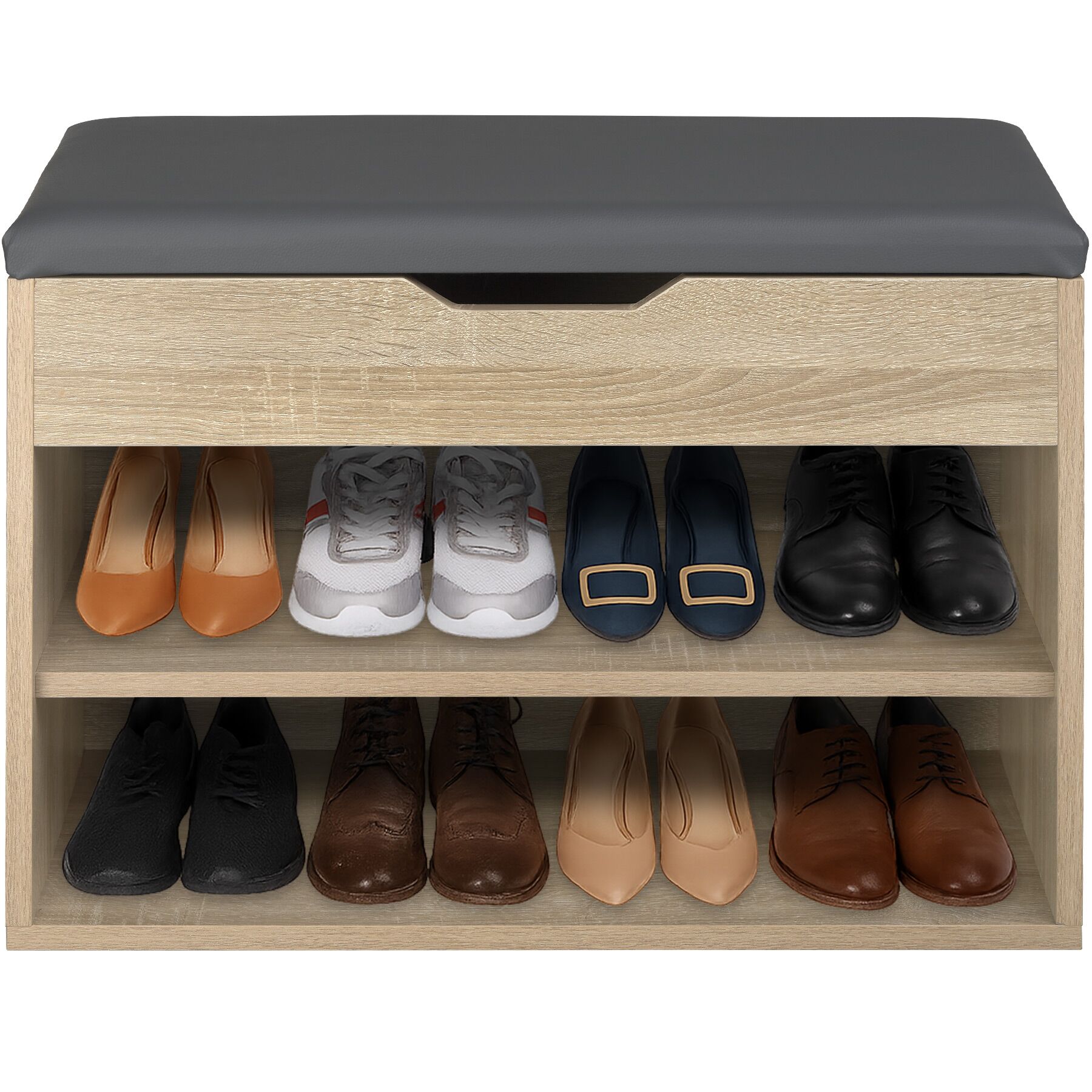 Banc à chaussures en bois MDF avec coussin d'assise 60 x 30 x 43,5 cm TECTAKE - 7