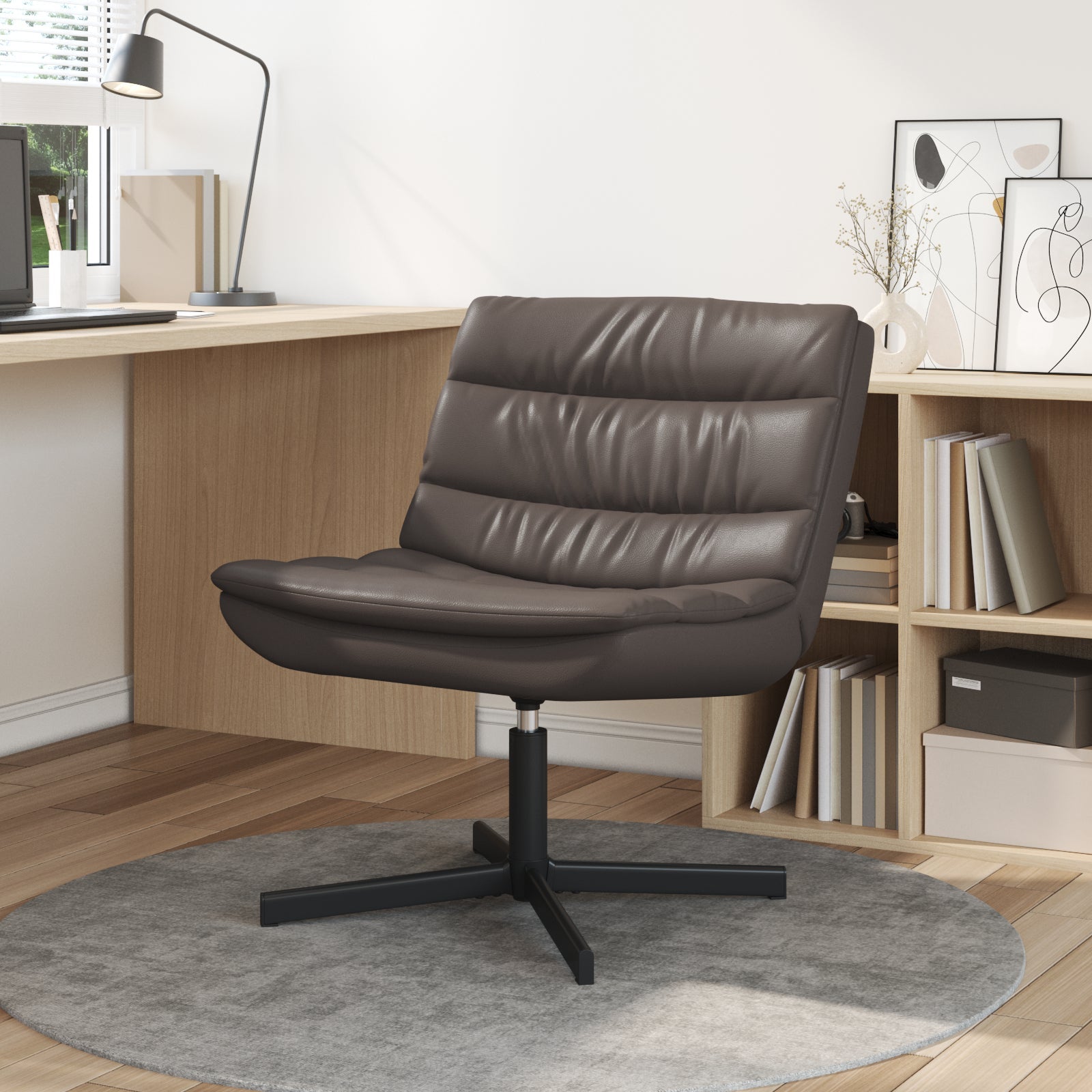 Silla Oficina Respaldo Alto VICTONE Silla De Oficina Con Respaldo Medio Silla Ejecutiva De Computadora De Piel Sintetica Silla De Escritorio Ajustable Con Reposabrazos Sillon Oficina