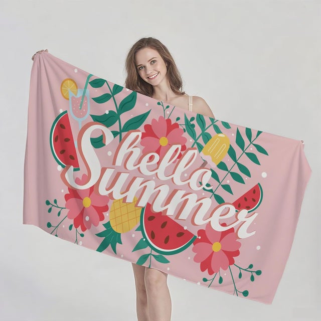 Serviette de Bain en Tissu Éponge à Motif de Fruits, Grande Serviette de Bain 90x180cm, Drap de Bain XXL, Douce, Légère, Absorbante, Plage, Bain