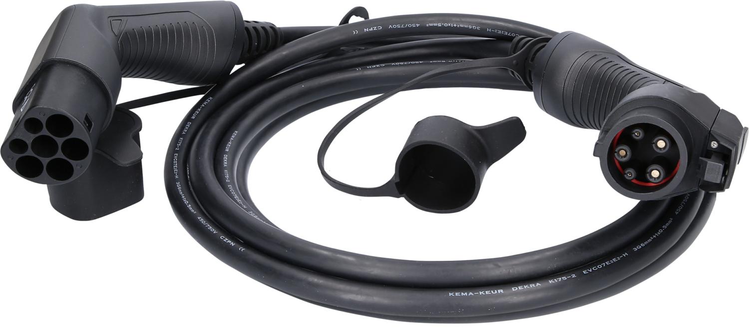 KS TOOLS efuturo Kabel do ładowania prosty Typ 2 na Typ 1 wtyczka 1 faza do 7,4 kW 32 A 230 V Tryb 3 5 metrów - 117.7130