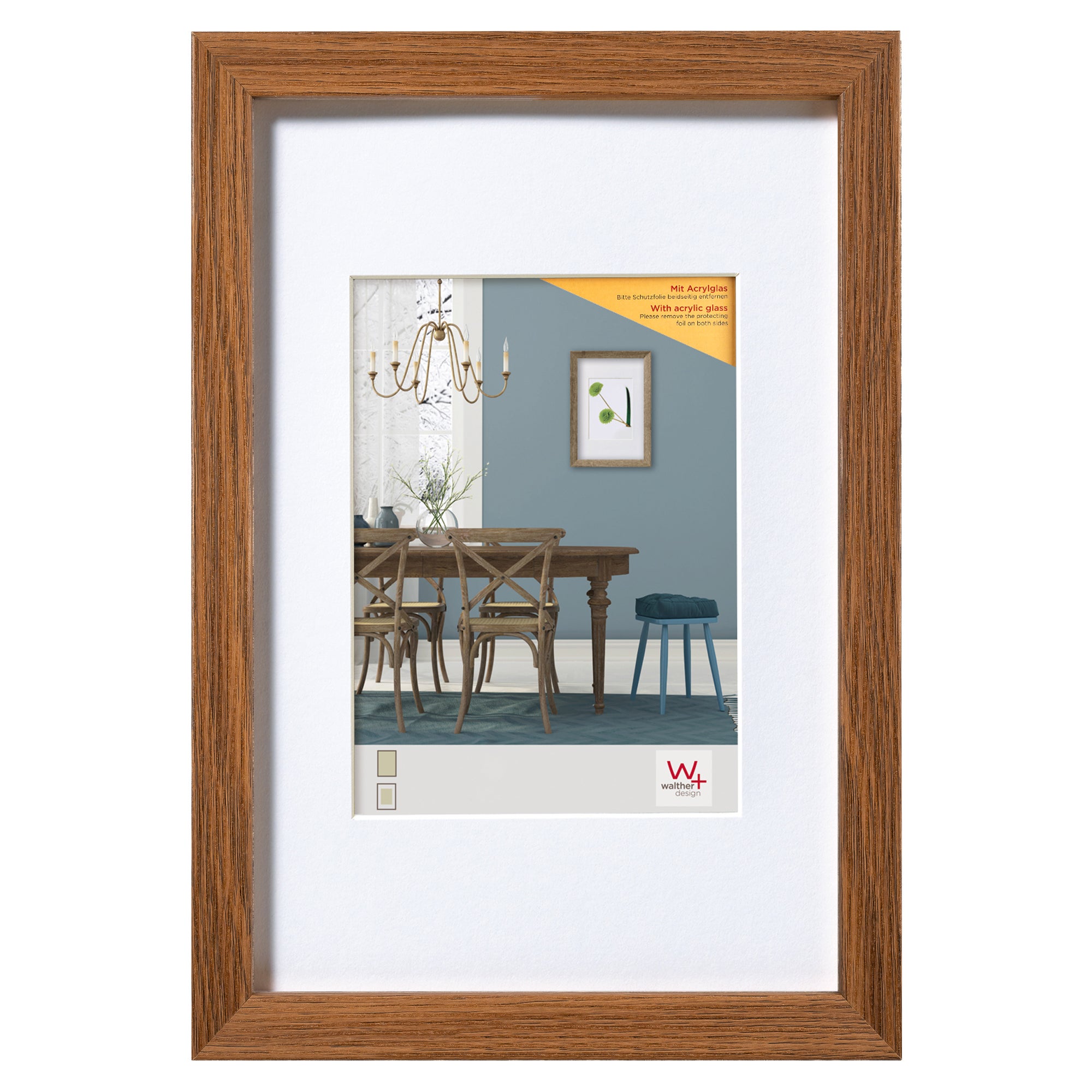 FrameWorks Cornici Classiche In Legno Con Vetro Temperato - 2 Pezzi, Misure 20,3x30,5 E 30,5x40,6 Cm, Rovere Scuro, Con Passepartout Rimovibile - 2