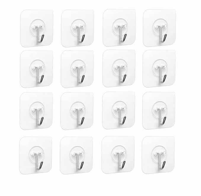 Haczyki samoprzylepne - 18 sztuk Przezroczyste haczyki samoprzylepne 5 kg (maks.), Do zawieszania w łazience, kuchni, na suficie, do powieszenia