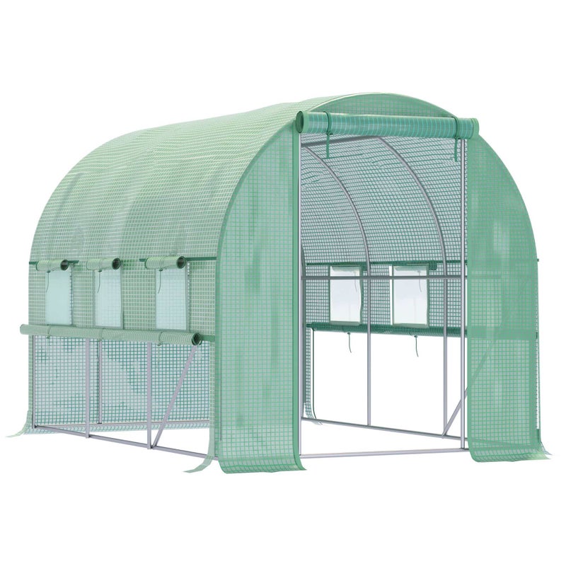 Tunel ogrodowy 2,95x2x2m stal ocynkowana, 6 okien, wzmocniona plandeka UV, szklarnia do roślin, warzyw, kwiatów