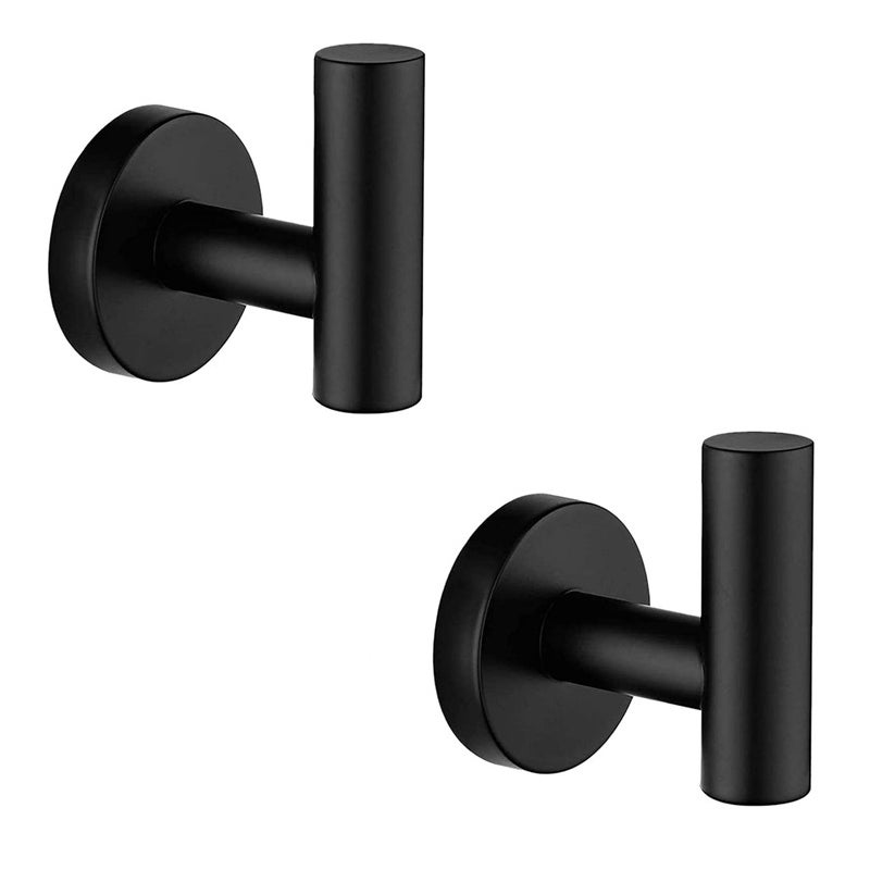 Wieszak ścienny na ręczniki, wieszak na ubrania, haczyk łazienkowy, czarny matowy, stal nierdzewna SUS 304, solidny wieszak na ręczniki, 2 szt.