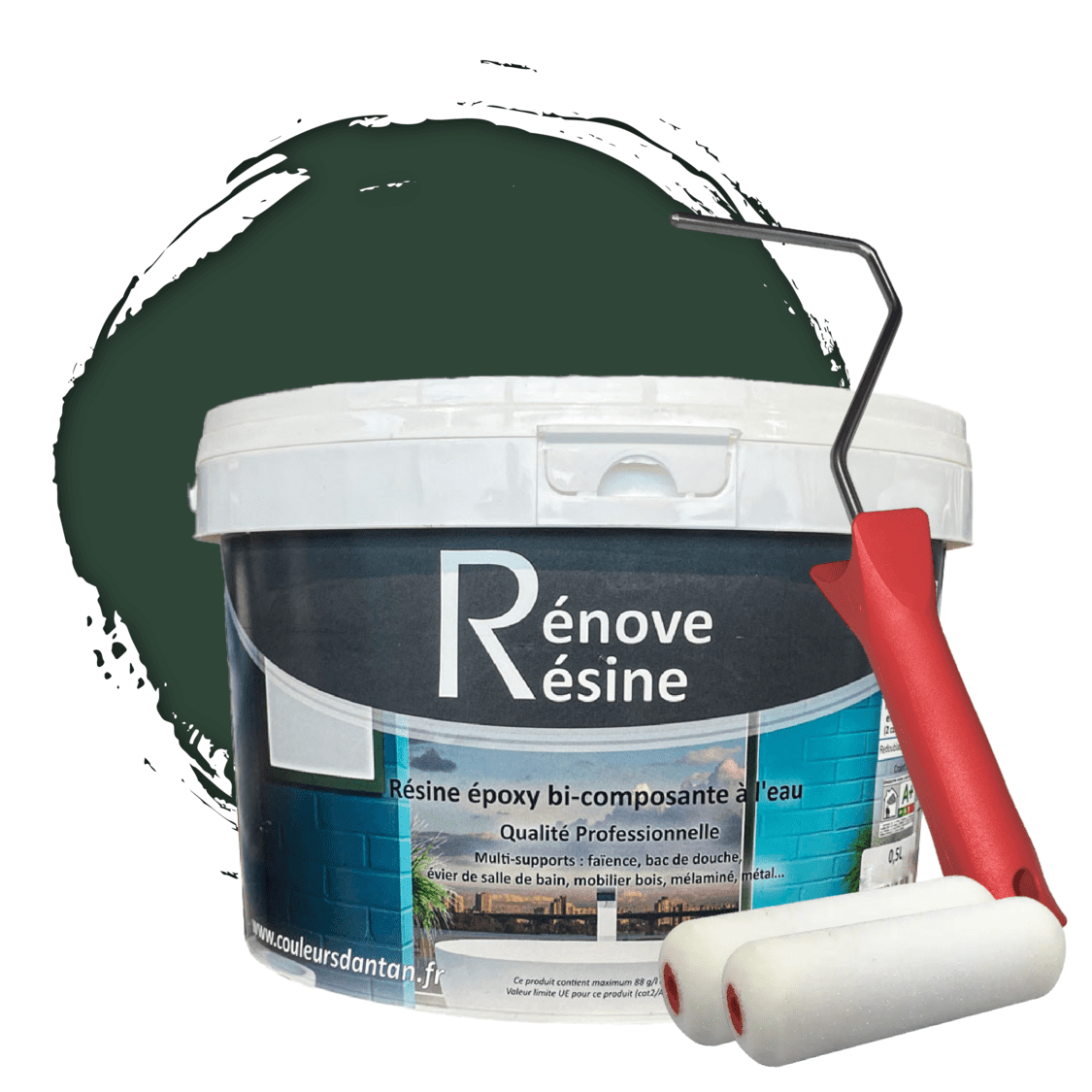 Peinture Résine Vert Opium - Résine Epoxy Bi-Composants - Effet Mat - Peinture Mur, Plafond, Boiserie, Carrelage & Métal - Lessivable - COV A - Fabriquée En France - 750 Ml - BARBOUILLE