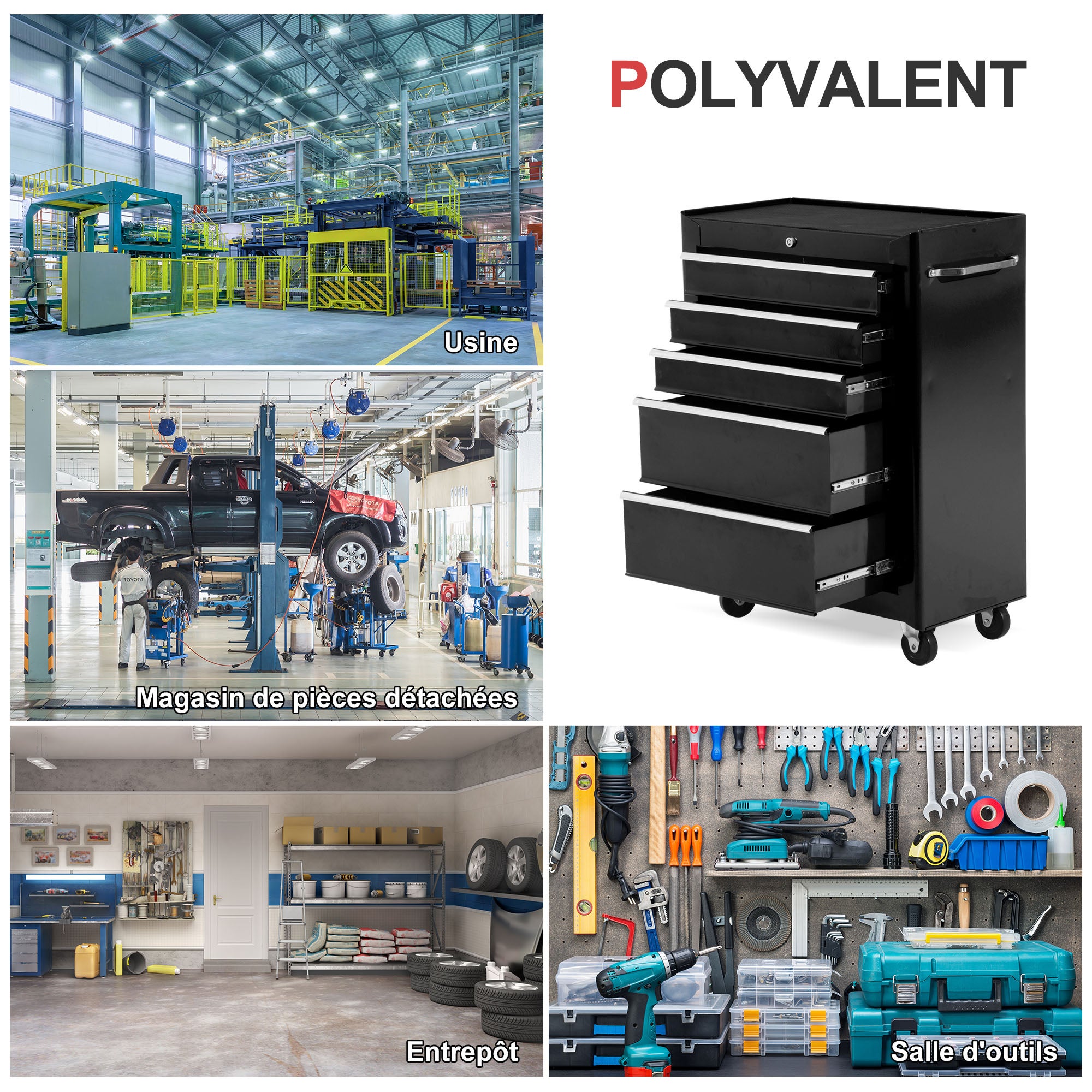 Servante d'Atelier Acier HOMCOM - 6