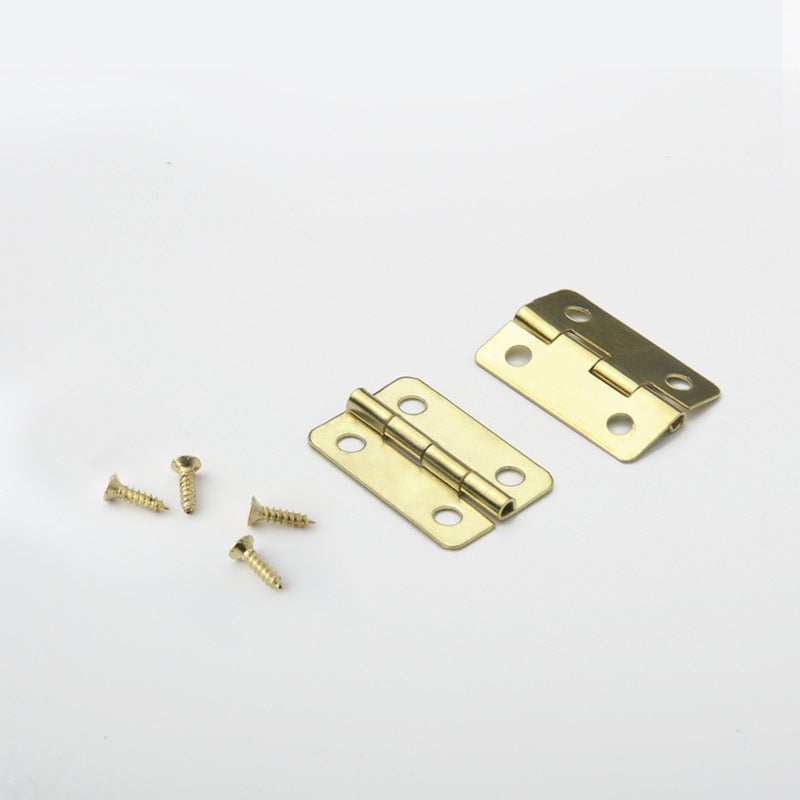 Miniaturowe złote zawiasy - 50 płaskich zawiasów 18 x 16 mm do drzwiczek szafek i szuflad - Akcesoria DIY - Złącza 200V
