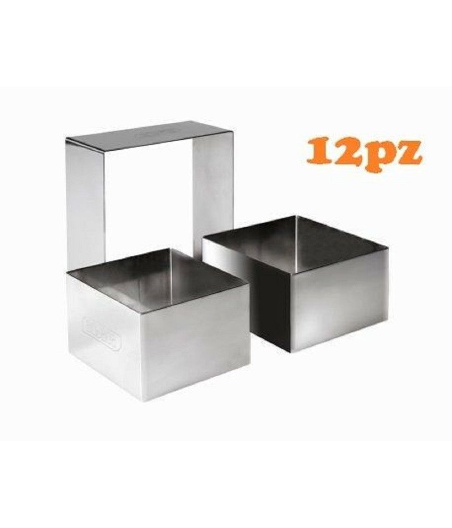 Trade Shop - Set 12 Pezzi Formina Forme Stampi Per Dolci Torte Biscotti Quadrati 8x4cm 60411 - - 2