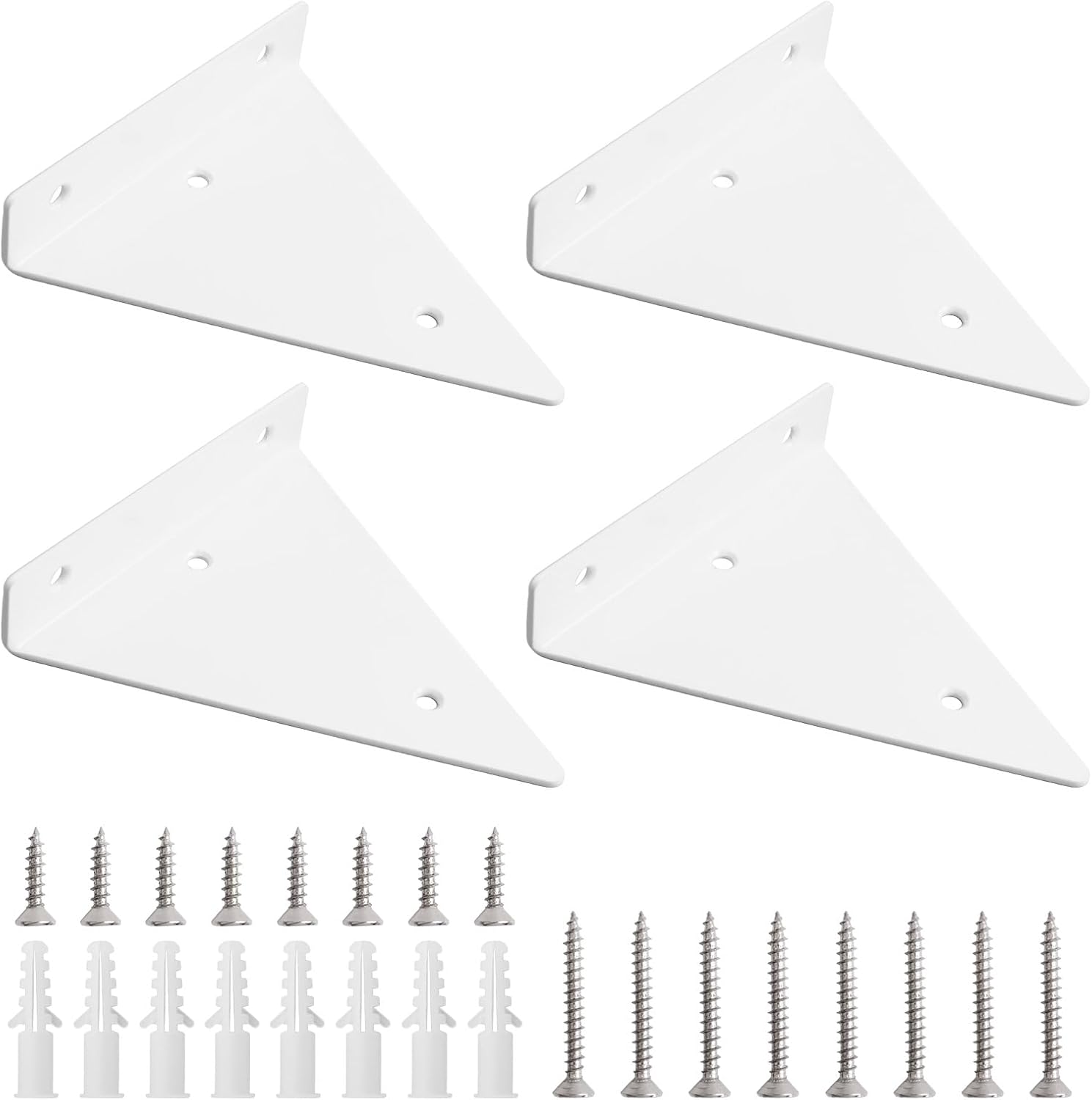 Supports D'étagère Flottante Invisibles En Acier Inox - 15,2 Cm, Blanc - Charge Jusqu'à 50 Kg - Facile à Installer