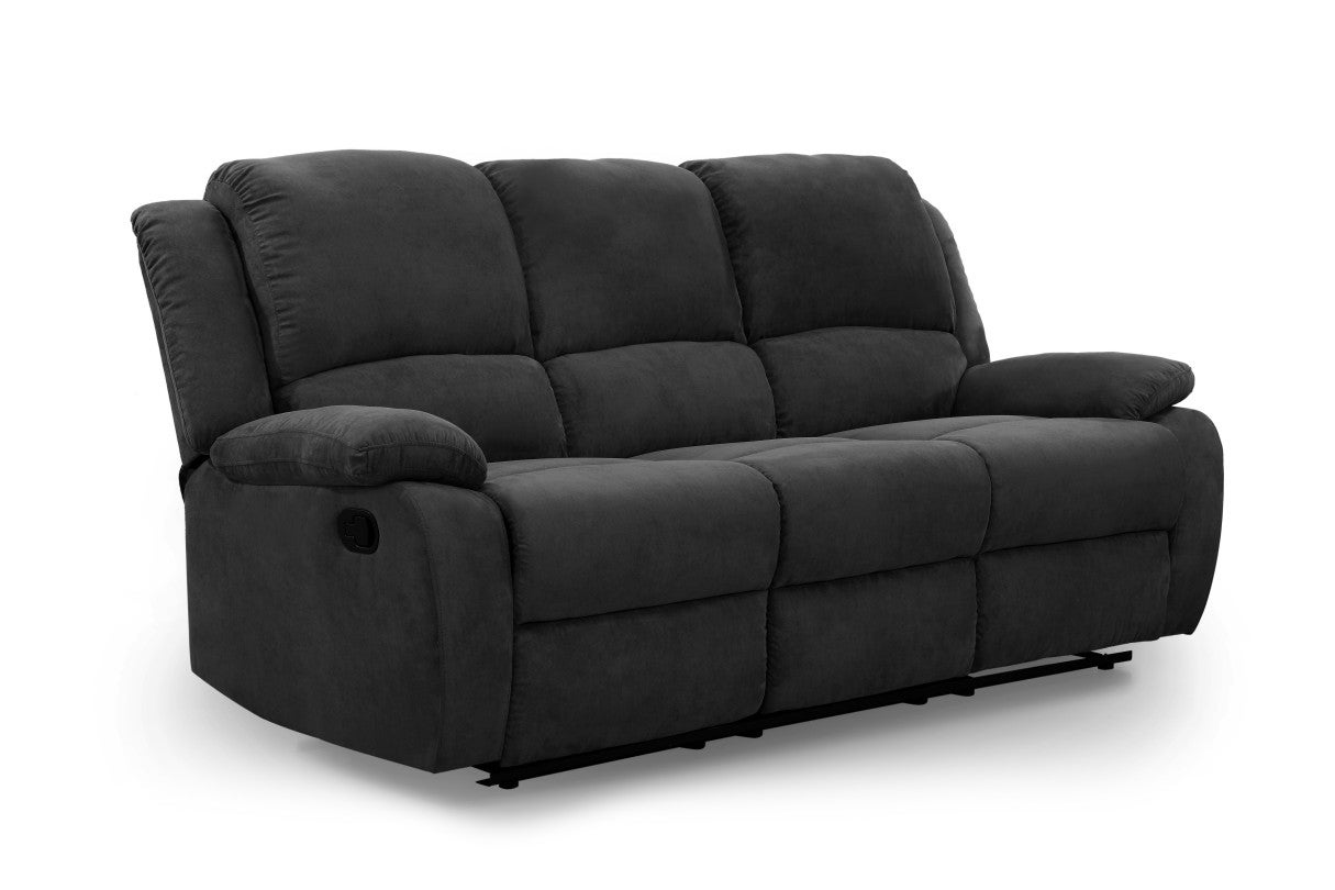 Loungitude - RELAXXO - Canapé Relaxation 3 places Microfibre LEO - Noir - 5
