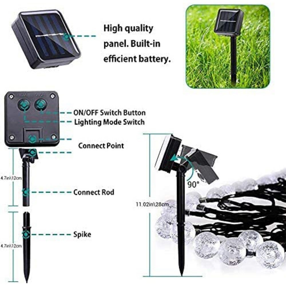 Guirlande Lumineuses Solaires Exterieur, 7M 50 LED Guirlande Lumineuse Solaire Étanche, 8 Modes Guirlande Solaire Exterieur pour Jardin(Blanc Chaud) - 3