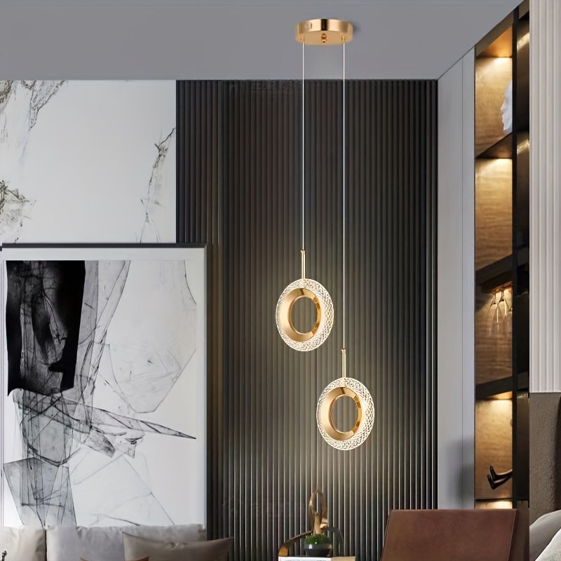 Nordic Ring Lampa wisząca LED Crystal, lampa sufitowa do wnętrz, dekoracja pokoju, do sypialni, salonu, nowoczesne żyrandole, 6500 K - 2