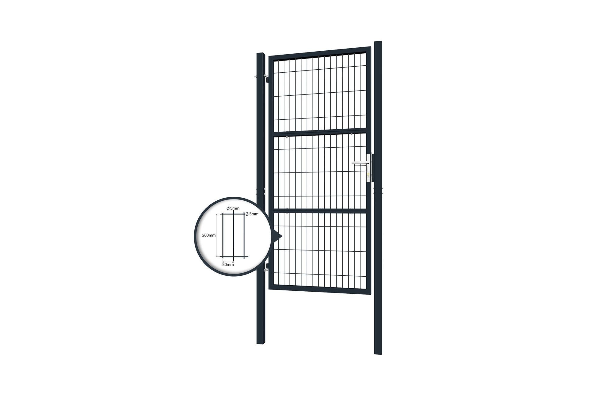 Portillon grillagé 1m RAZO H.200cm Gris - 6