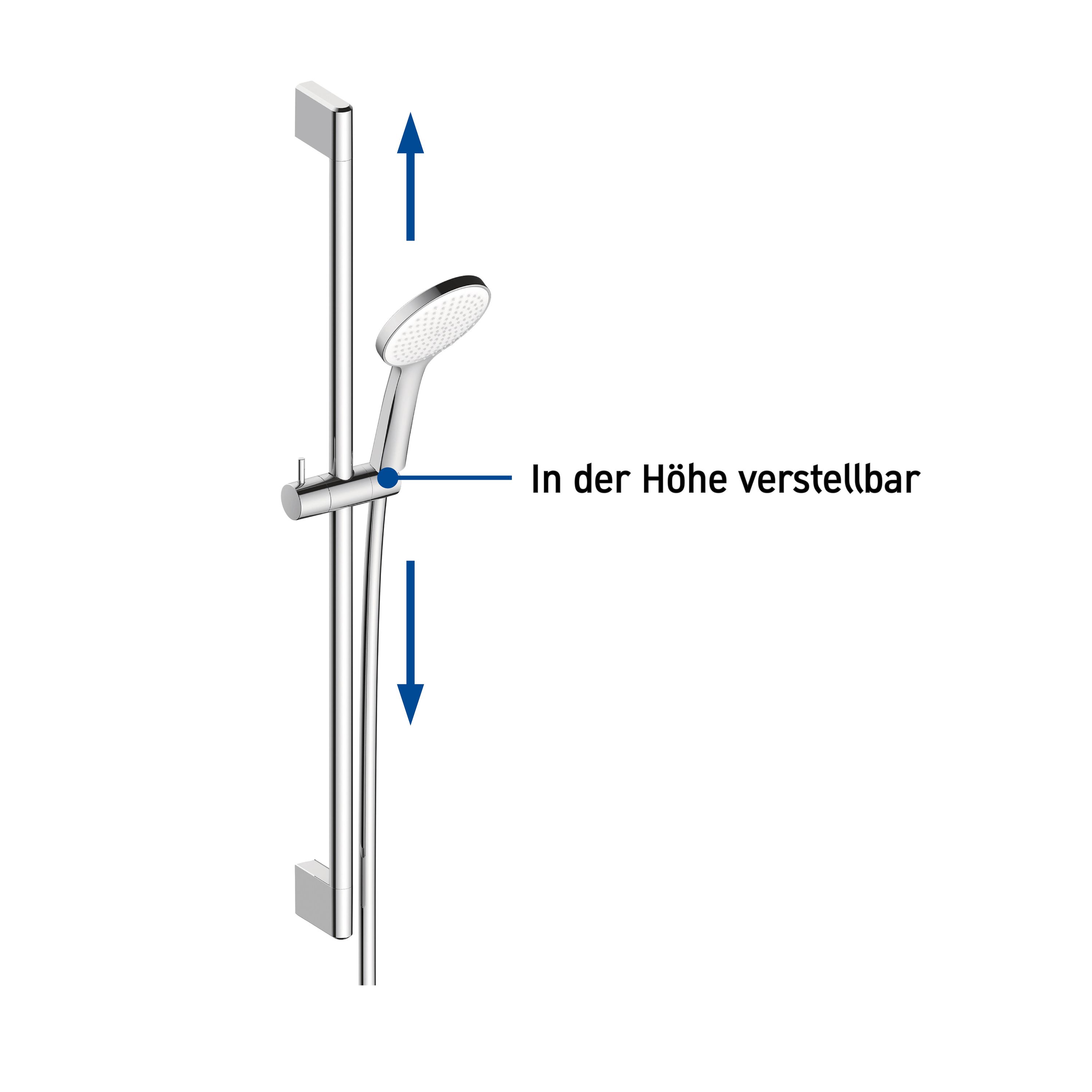 DURAVIT - Set - Coluna de duche em metal Calha de duche com mangueira flexível de 1,6 m e chuveiro de mão cromado - 70x2x7cm - Cromado - 2