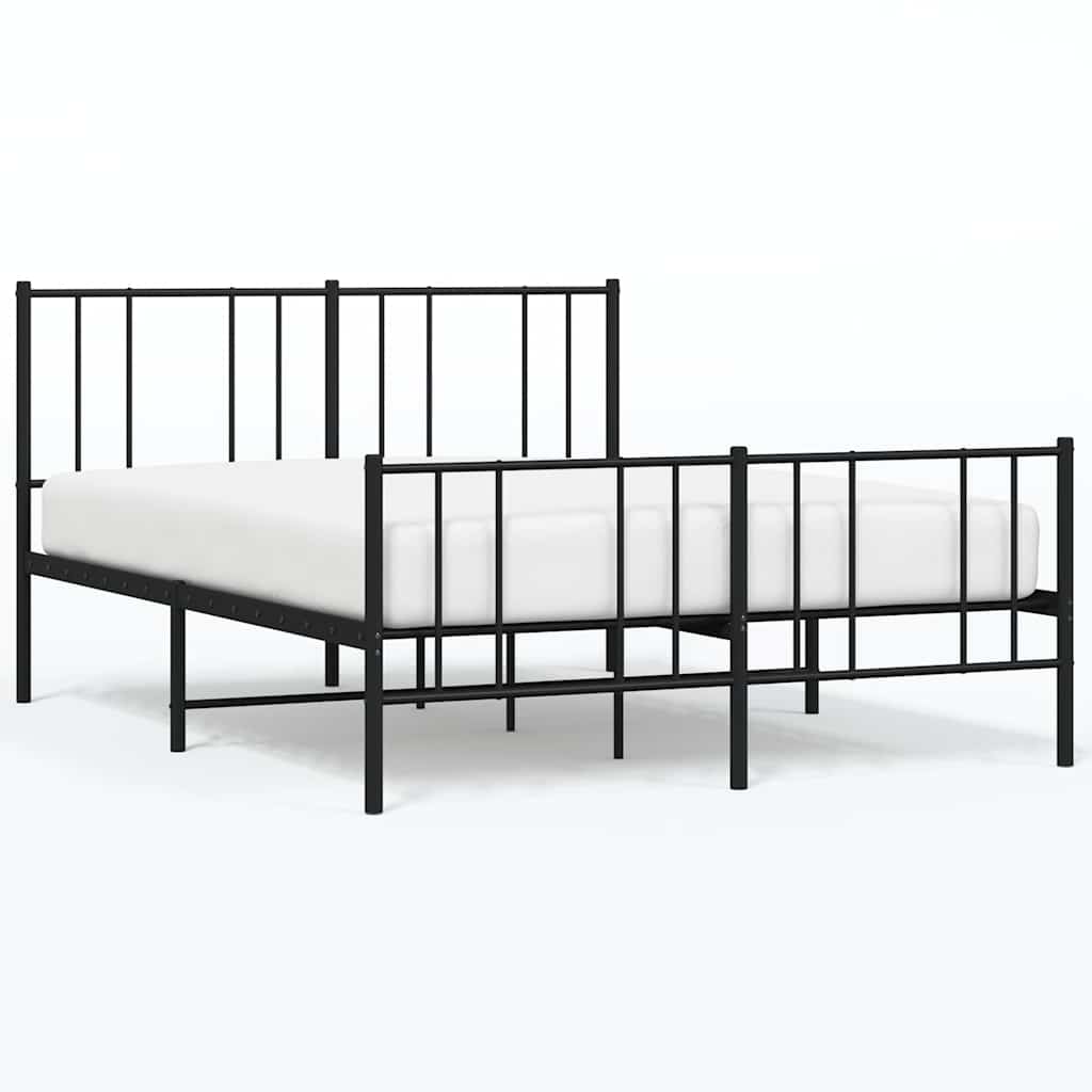 Łóżko Metalowe Czarne Rama Łóżka Ze Stelażem Do Sypialni Pokoju 135x190