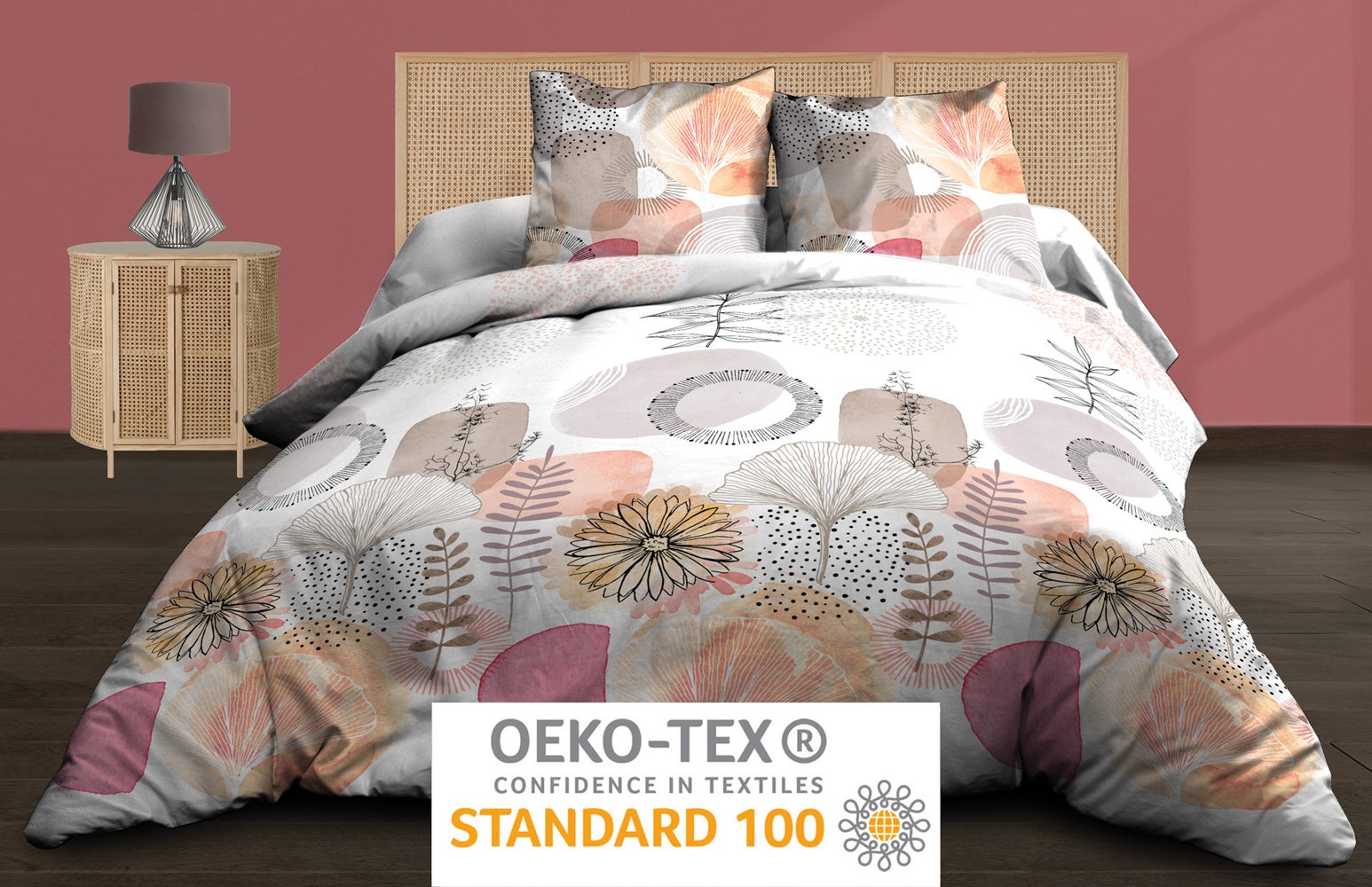 Housse de couette 240x260 + 2 taies - Pur coton 57 fils - Aquarel - 5