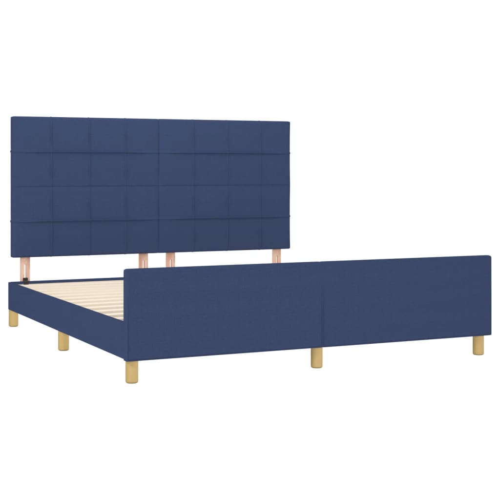 Cadre de lit sans matelas bleu 180 x 200 cm tissu - 4
