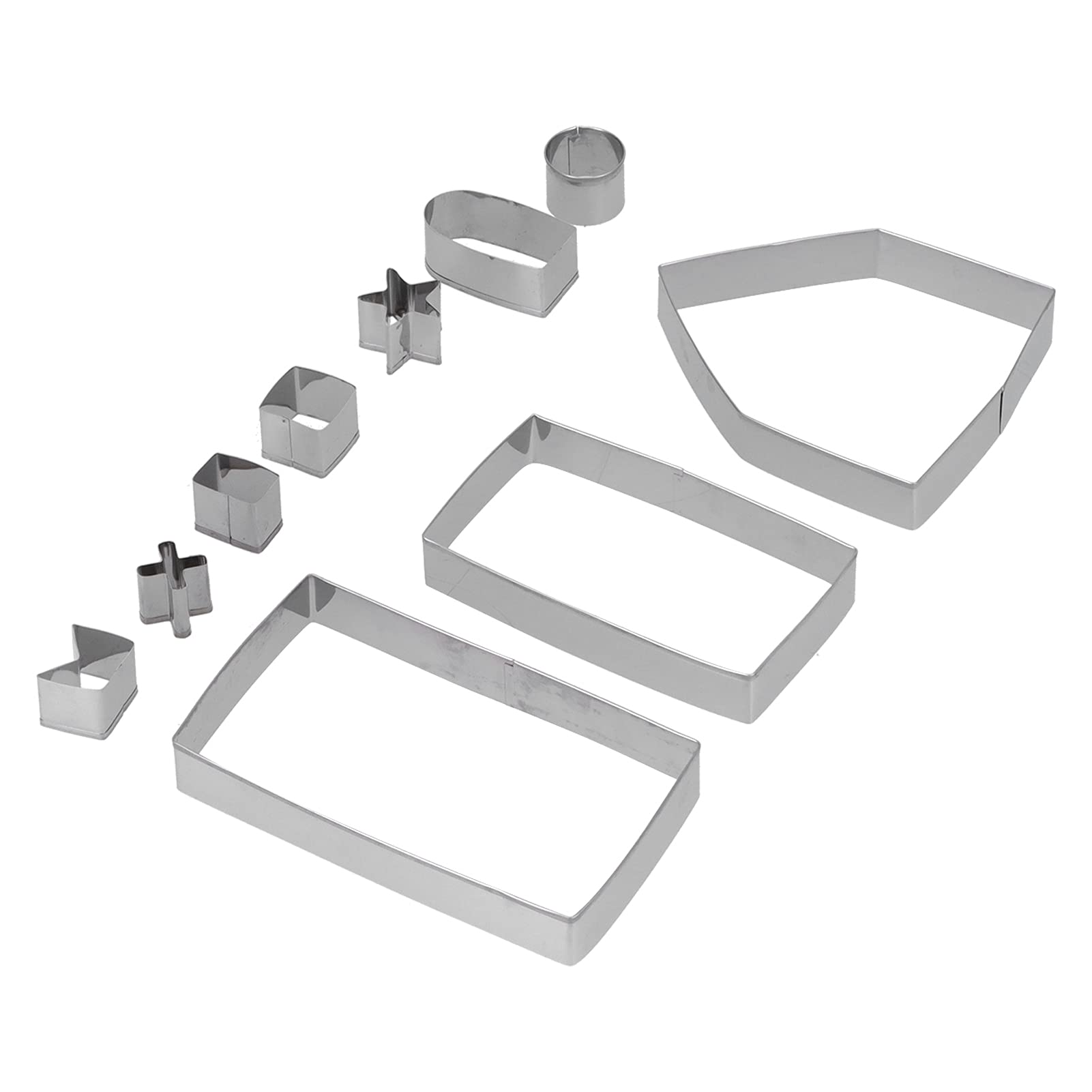 Lot De 10 Emporte-pièces Acier Inoxydable Rectangulaires - Moules Pâtisserie Et Biscuits