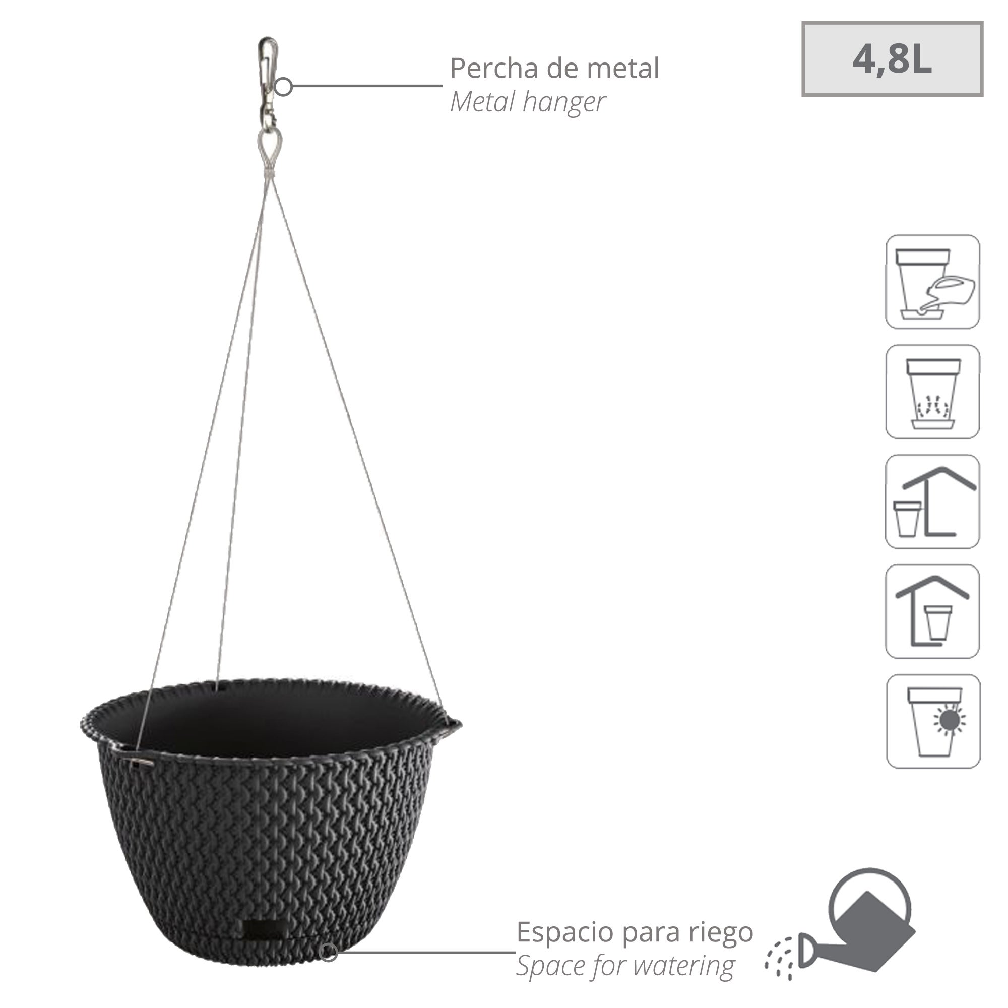 Portavaso Sandy PROSPERPLAST in plastica colore bianco H 19 cm, 29 cm