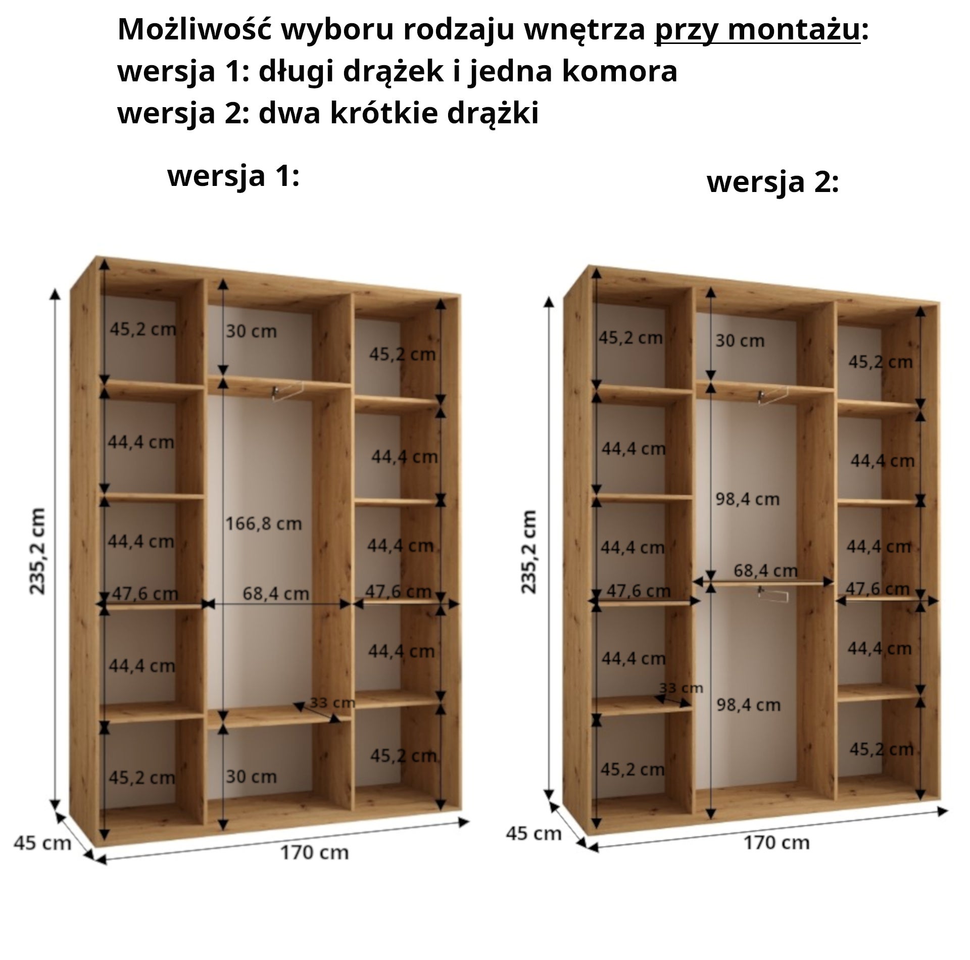 Szafa przesuwna wysoka Davos 12 170 x 45 x 235,2 cm biały + biały + u. czarny - Abiks Meble - 5