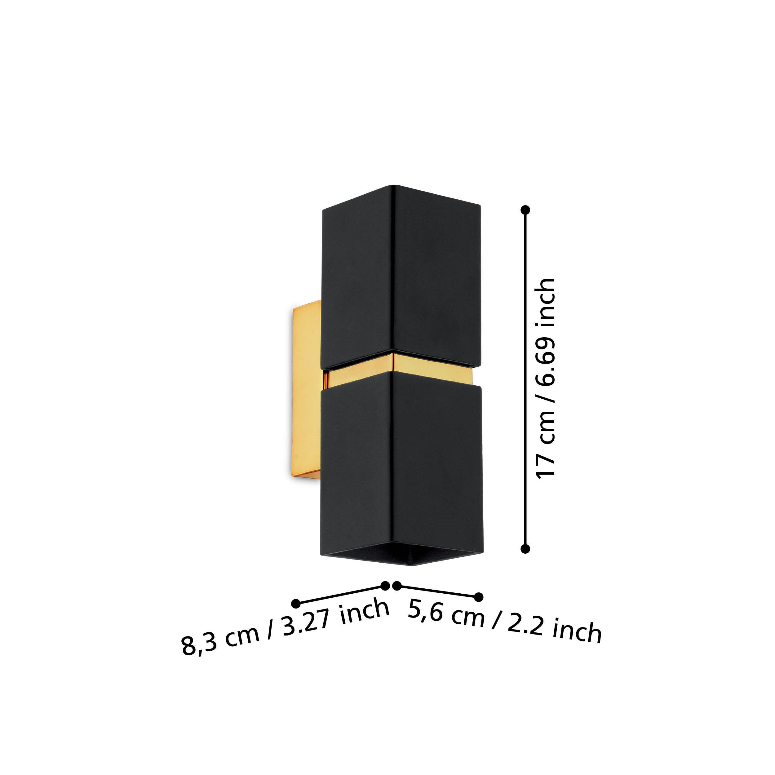 Aplique de Pared Eglo Passa Negro 2 Bombillas GU10 5,5cm - 5