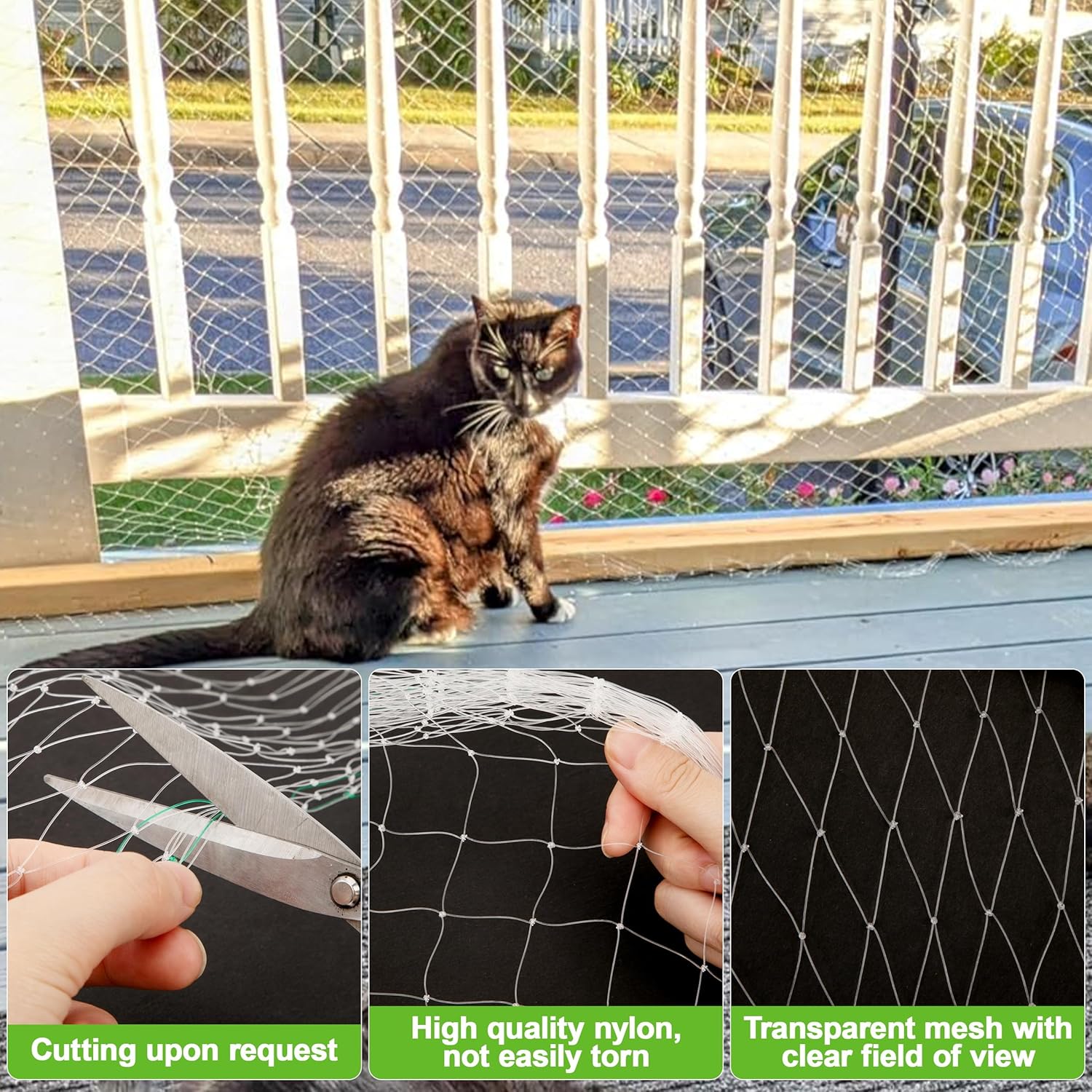 Filet de sécurité pour chat de balcon - Filet de sécurité pour chat - blanc - Filet de sécurité pour fenêtre (3x 4mètres) - 4