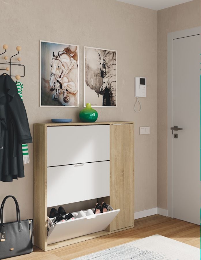 Scarpiera con 3 sportelli e 1 anta per 30 paia di scarpe - L106 cm - 3