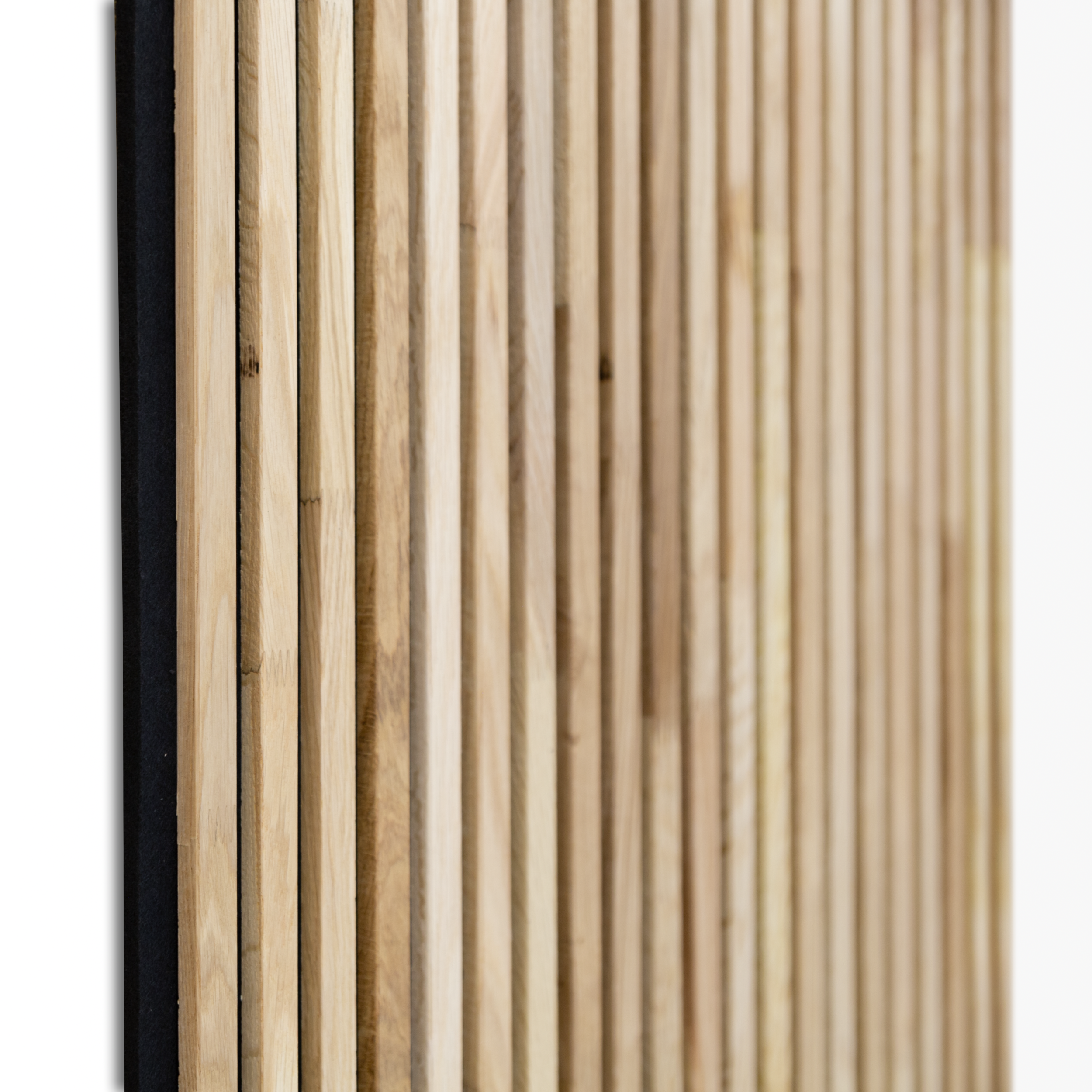Panneau Tasseau Acoustique en Bois - Chêne Naturel - 2400x600mm - Lattes 18mm, Support en Feutre Noir - 4
