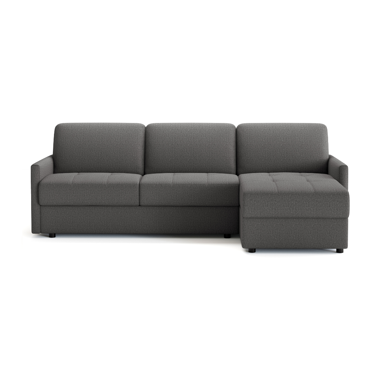 Canapé D'angle 3 Places En L Avec Méridienne Fixe - Velours Côtelé Gris Foncé, Mousse Haute Résilience, Structure Robuste (188x136.5x89 Cm)