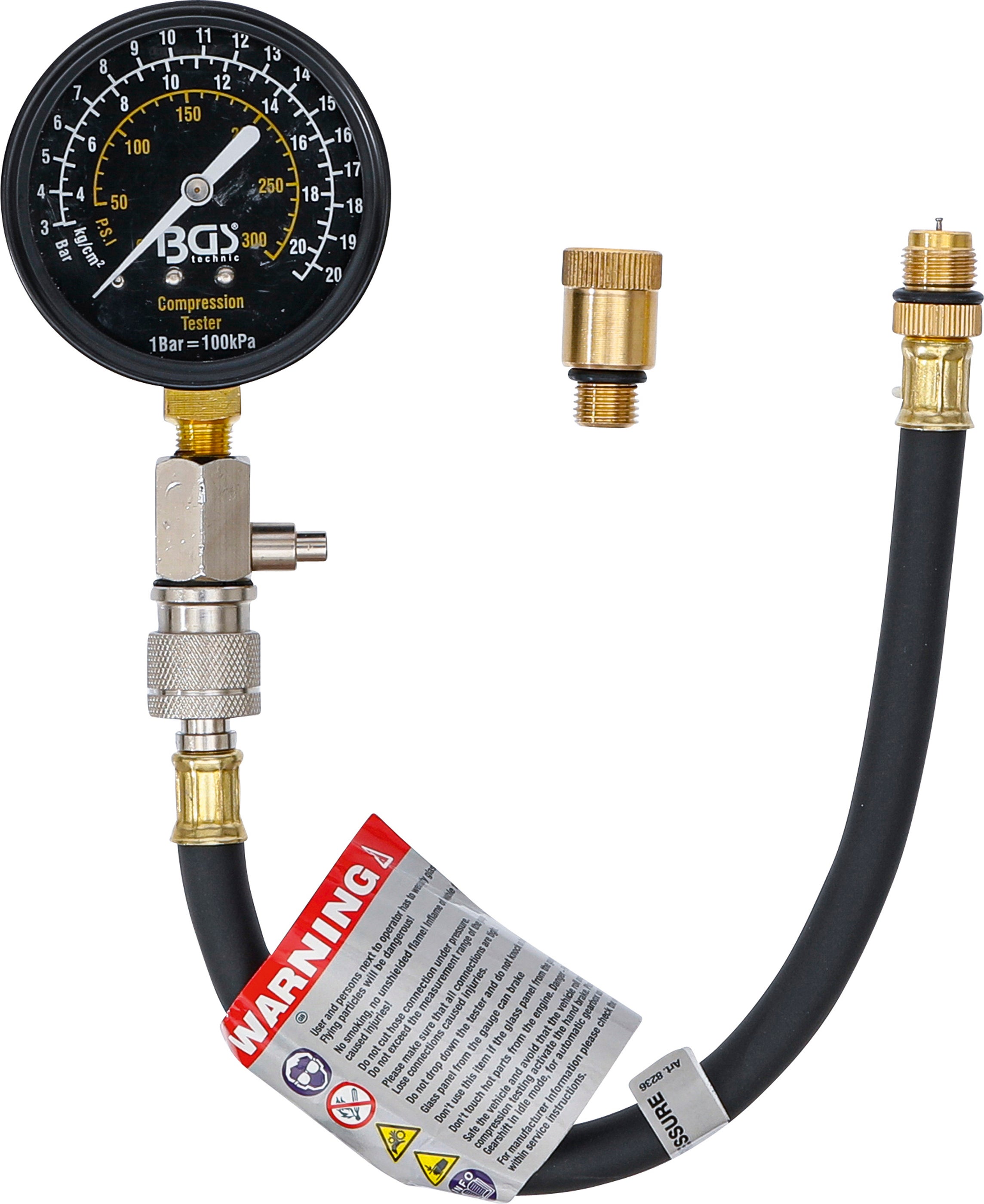 Tester kompresji BGS M12 + M14 - 8236
