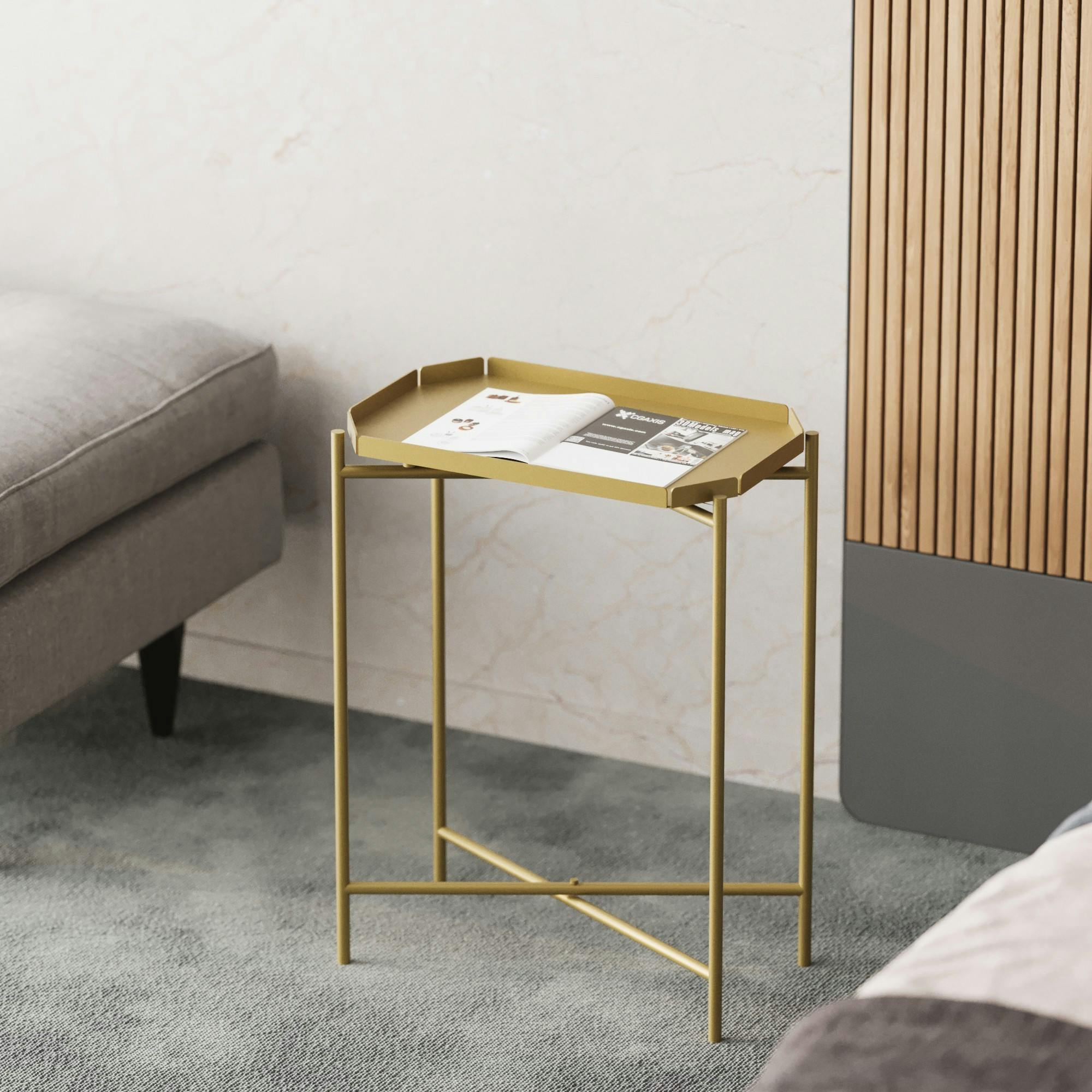 Table d'appoint ronde dorée H 48 cm | Bouts de canapé | Pier Import