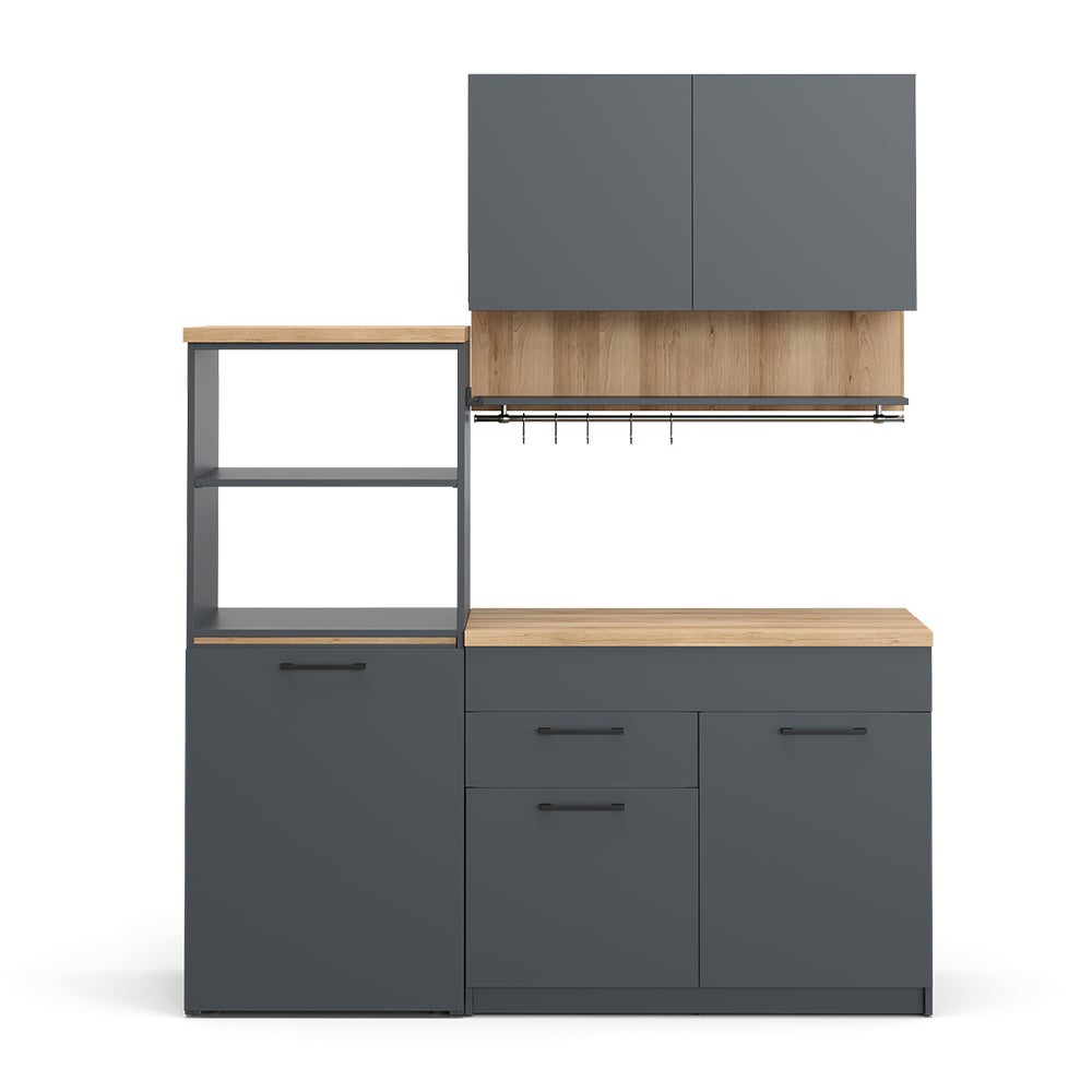 Vicco Pojedyncza kuchnia Egbert, Antracyt, 160 cm z rozkładanym stołem - 7