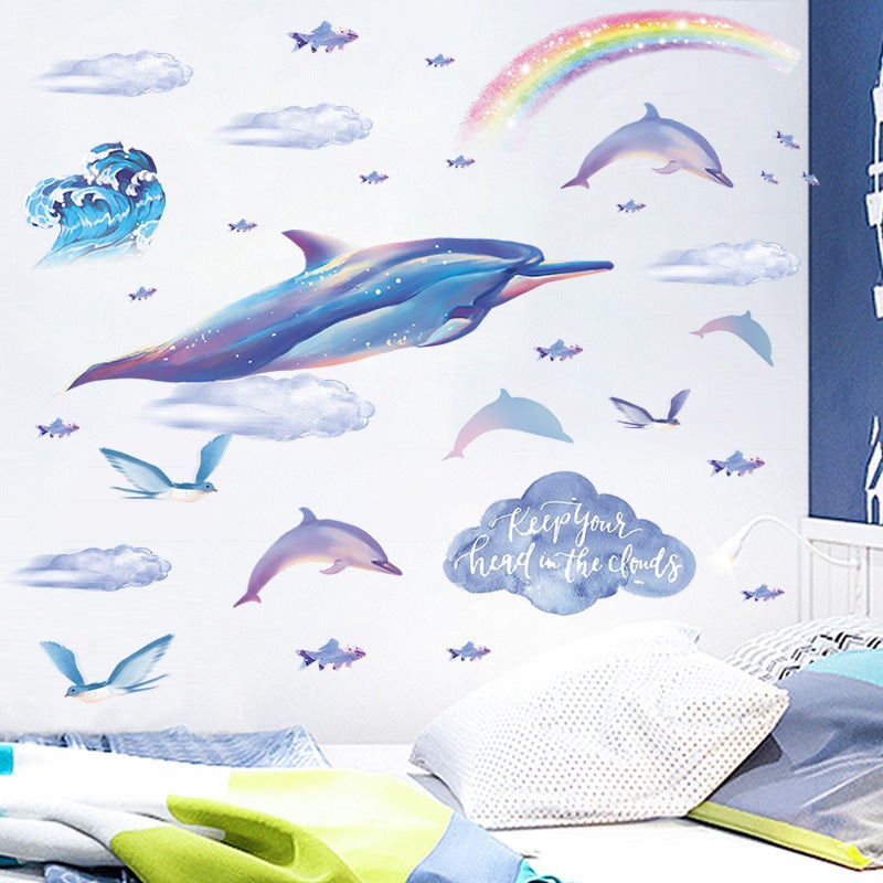 Stickers Muraux Requin Sous la Mer Autocollants Muraux Mural Stickers Marins Poisson pour Chambre Salle de Bain Bébé Pépinière - 4