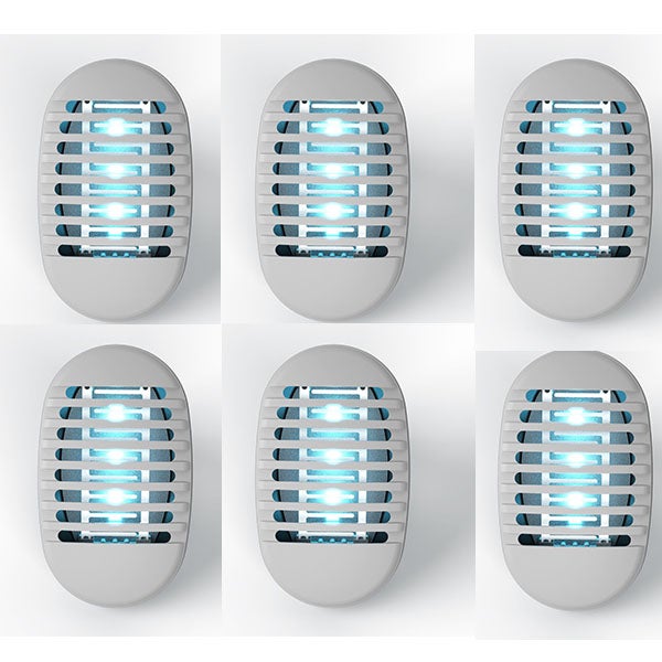 Elektryczna lampa owadobójcza, lampa owadobójcza do gniazdka, domowa pułapka na komary wykorzystująca fale świetlne, lampa owadobójcza, 6 sztuk