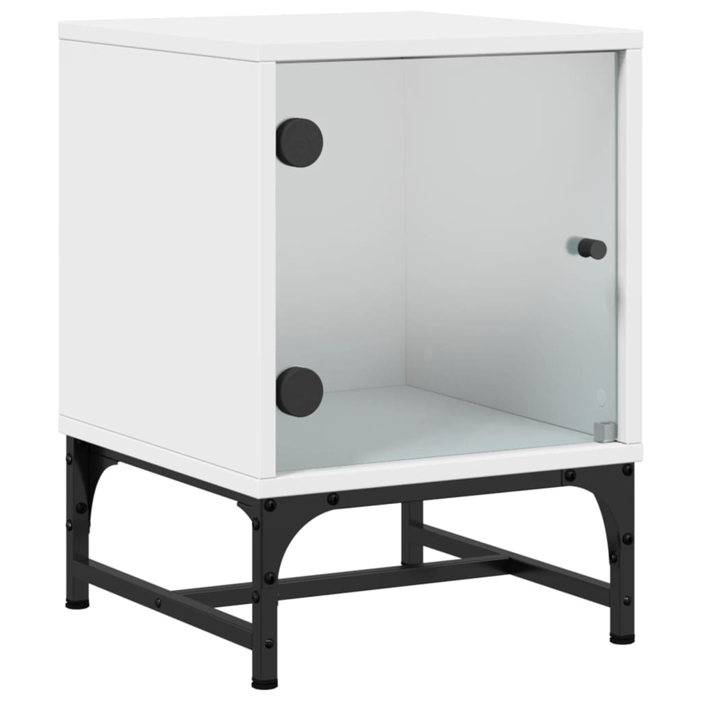 Tables de chevet avec portes vitrées 2 pièces blanches 35 x 37 x 50 cm - 4