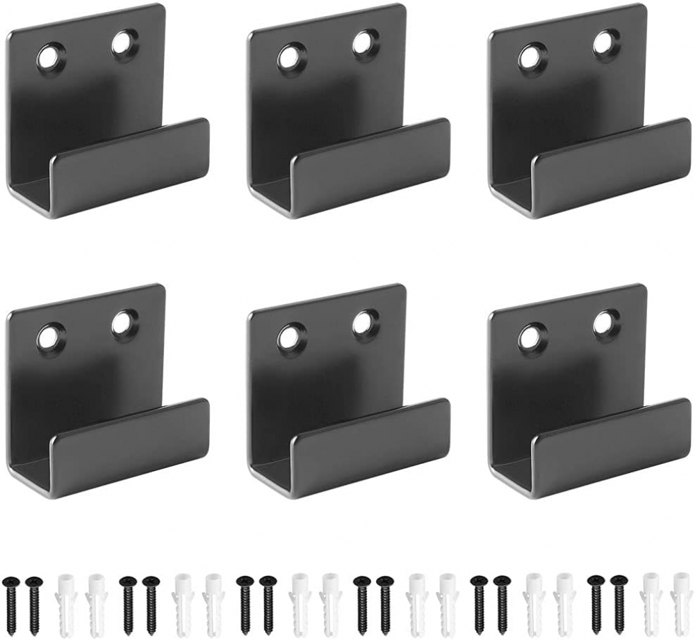 6 wytrzymałych wieszaków ściennych ze stali nierdzewnej, wieszaki na płytki ceramiczne do łazienki i kuchni (czarne)